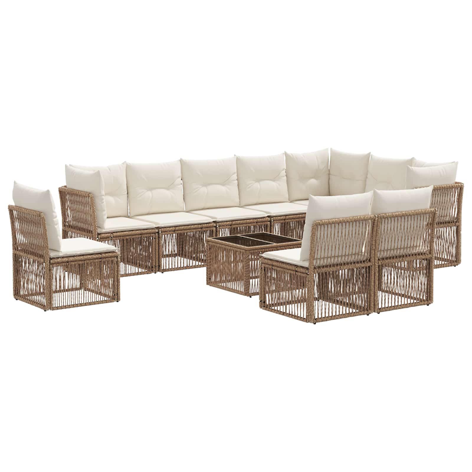 Ensemble de canapé de jardin 11 pcs Beige polyrotin - XIOS