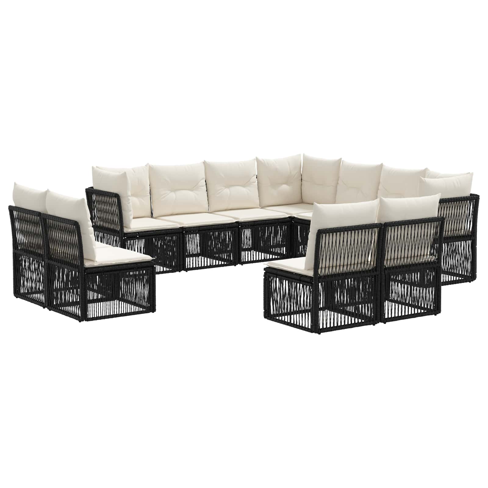 Ensemble de canapé de jardin 11 pcs Noir polyrotin - XIOS