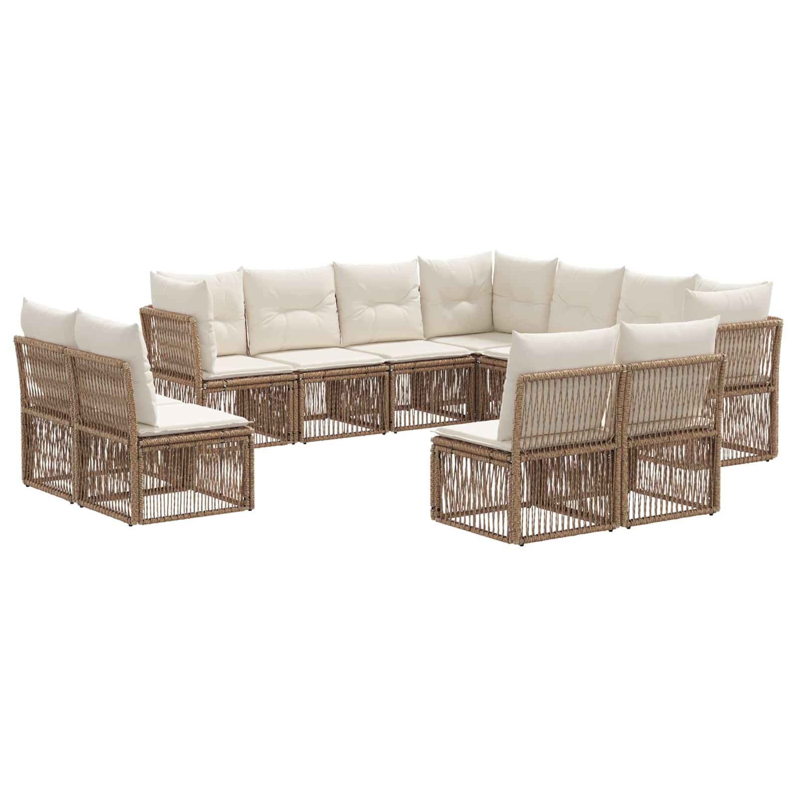 Ensemble de canapé de jardin 11 pcs Beige polyrotin - XIOS