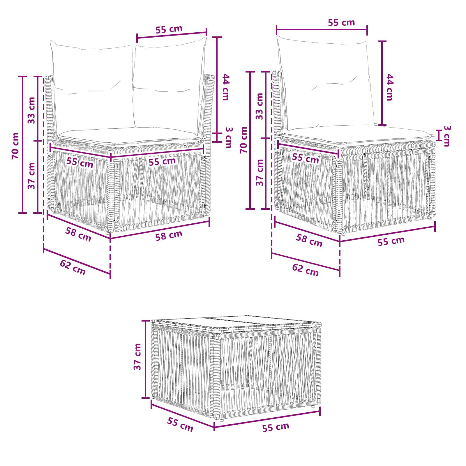 Ensemble de canapé de jardin 12 pcs Gris polyrotin - XIOS