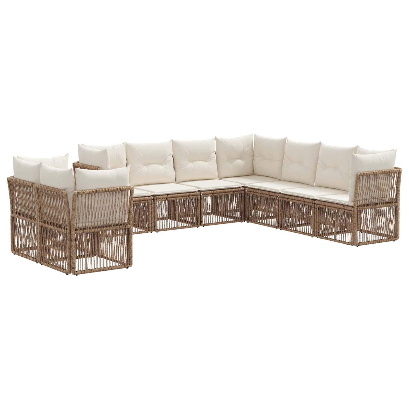 Ensemble de canapé de jardin 9 pcs Beige polyrotin - XIOS