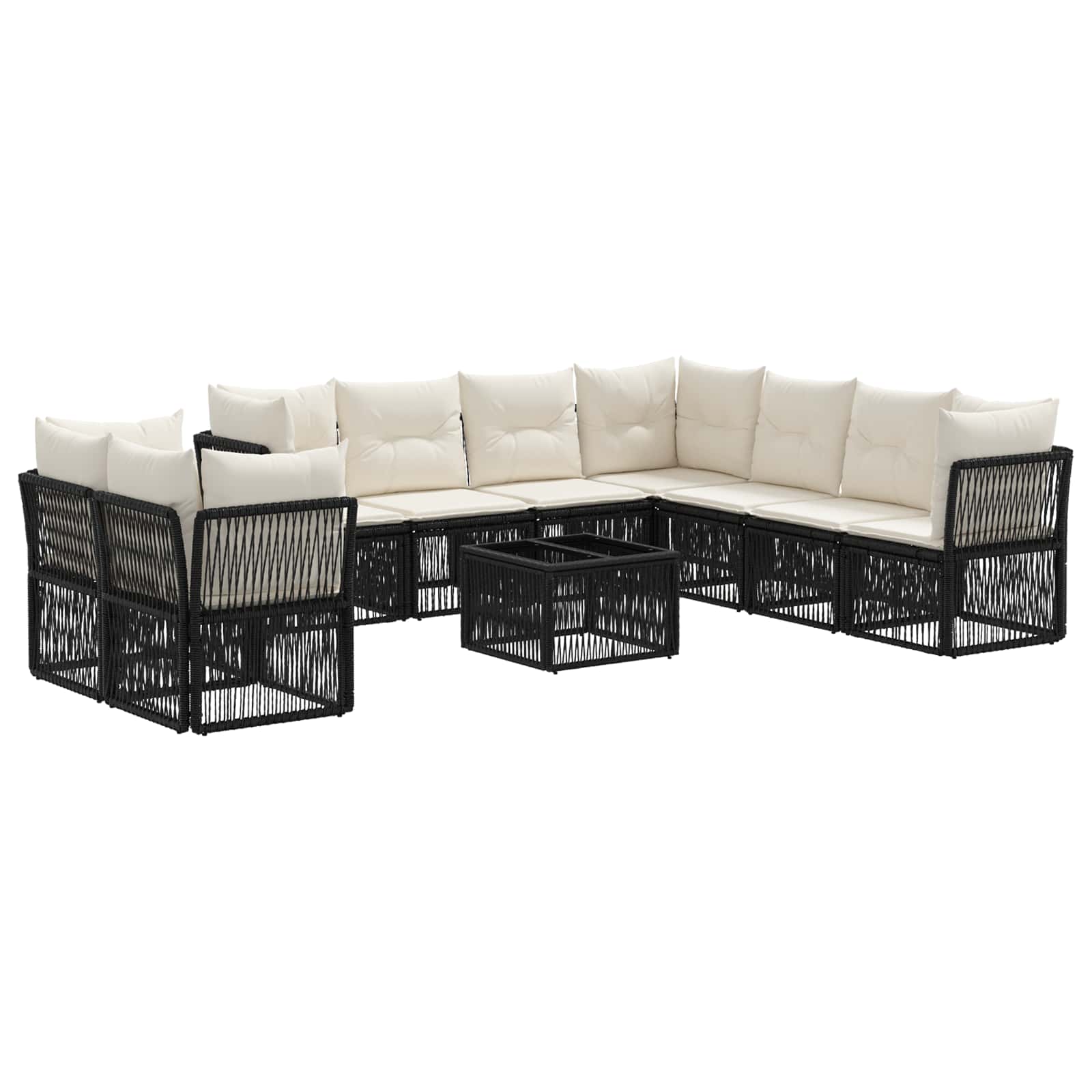 Ensemble de canapé de jardin 10 pcs Noir polyrotin - XIOS