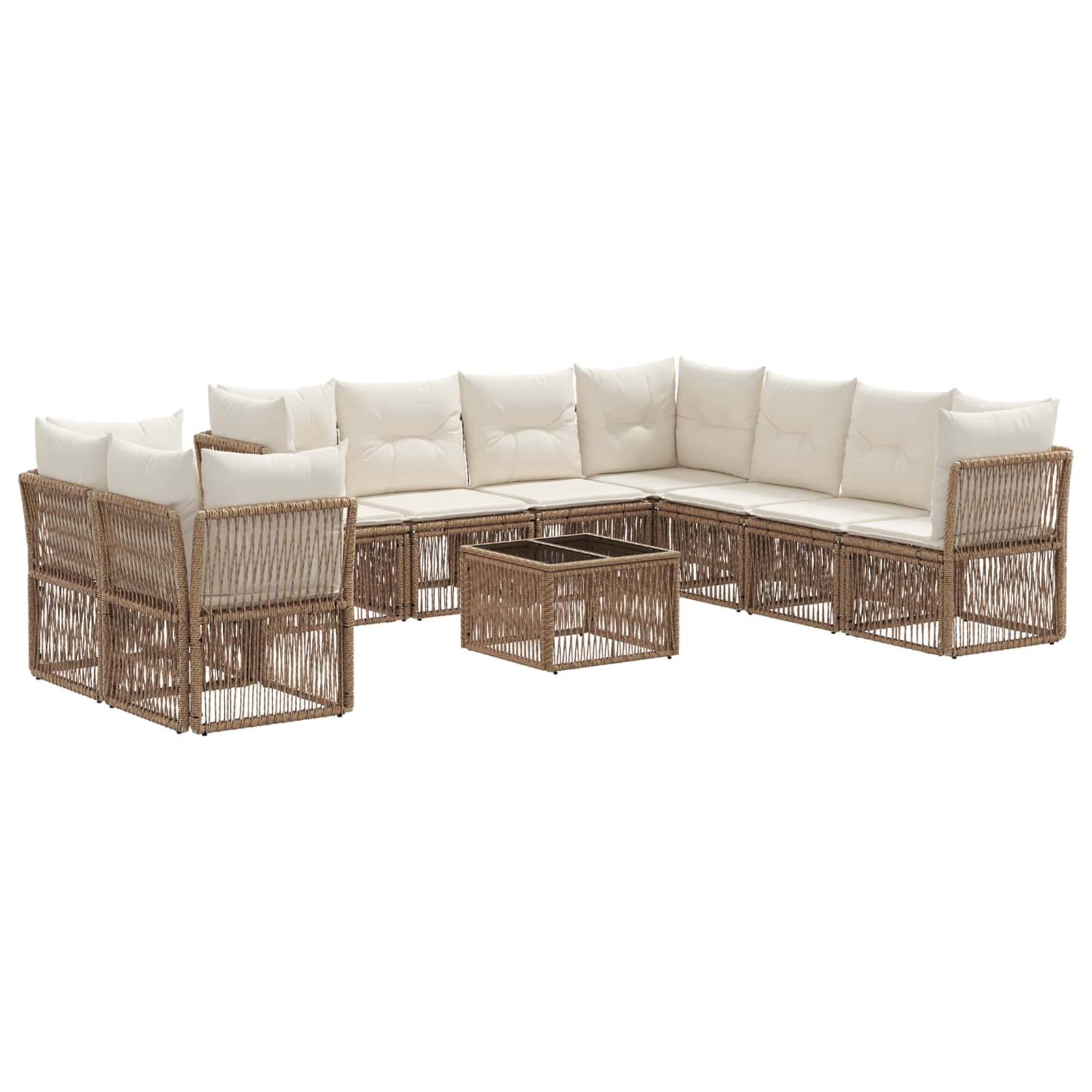 Ensemble de canapé de jardin 10 pcs Beige polyrotin - XIOS