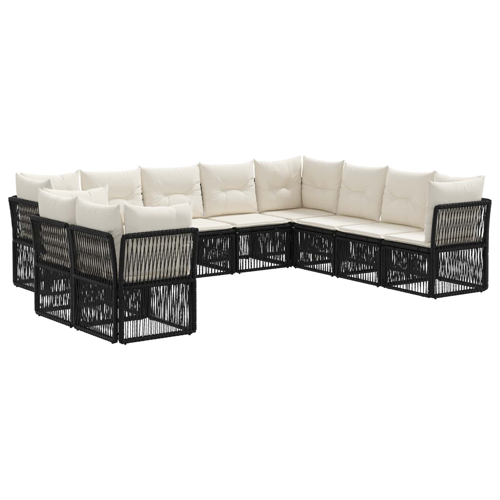Ensemble de canapé de jardin 10 pcs Noir polyrotin - XIOS