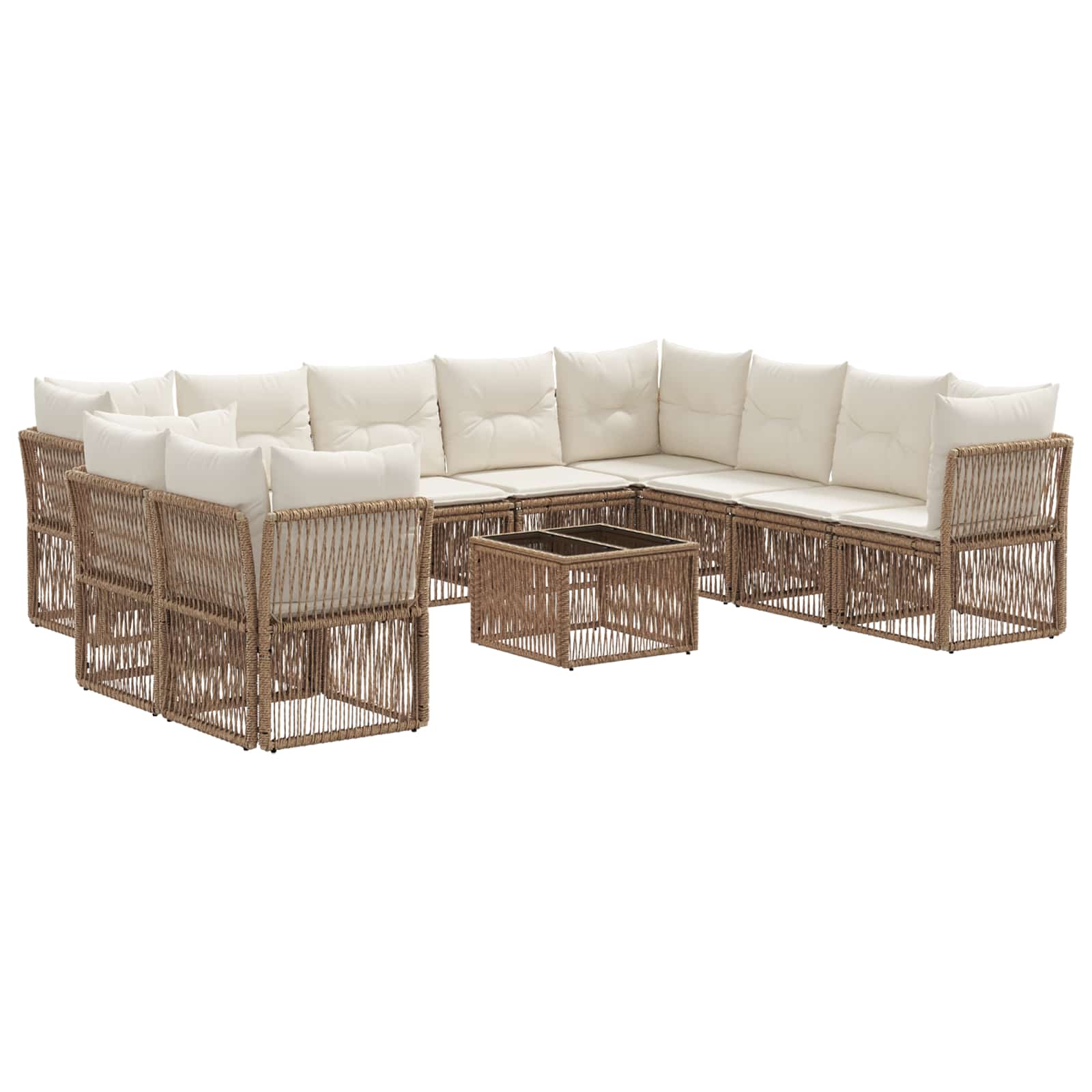 Ensemble de canapé de jardin 11 pcs Beige polyrotin - XIOS
