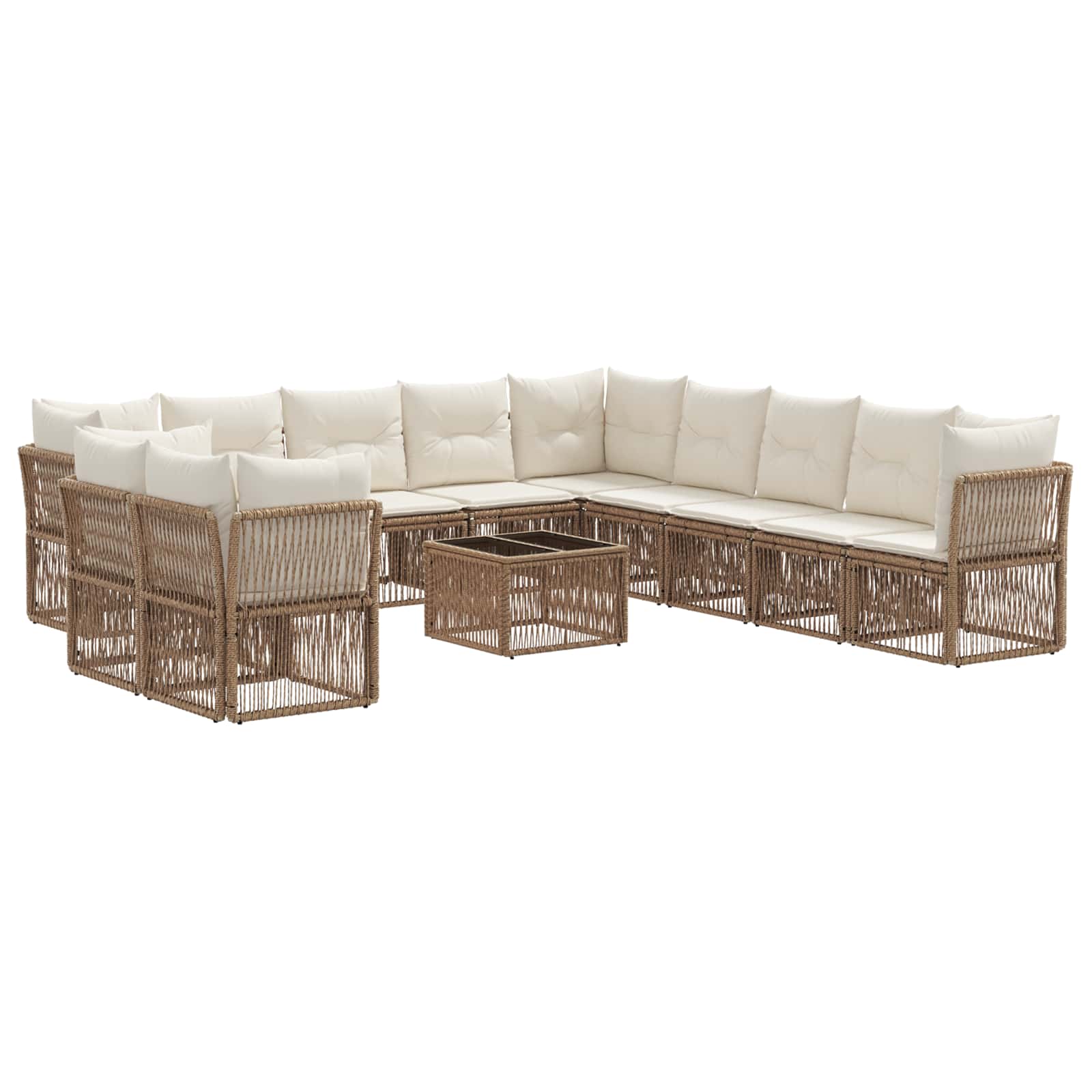 Ensemble de canapé de jardin 12 pcs Beige polyrotin - XIOS