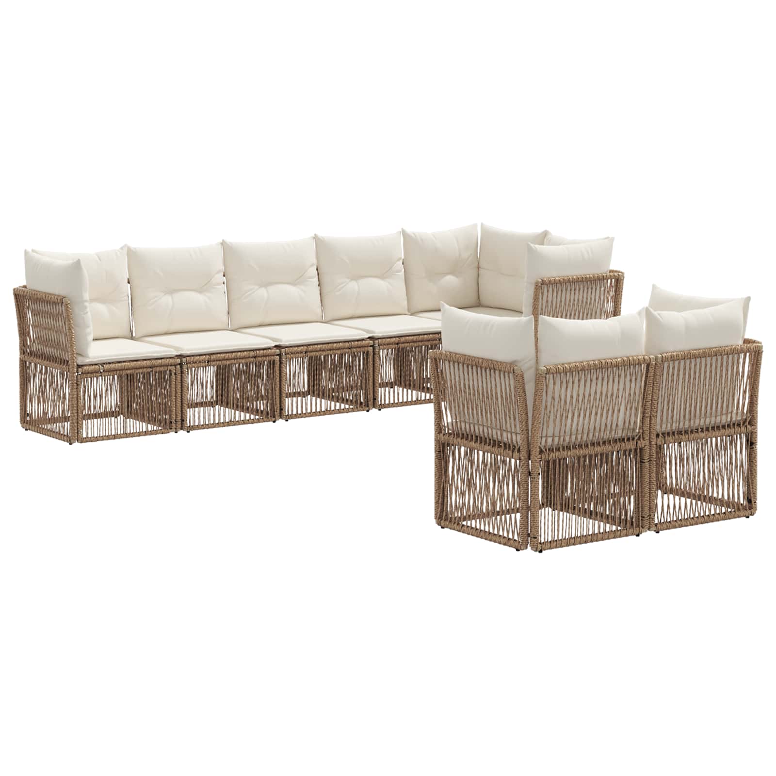 Ensemble de canapé de jardin 8 pcs Beige polyrotin - XIOS