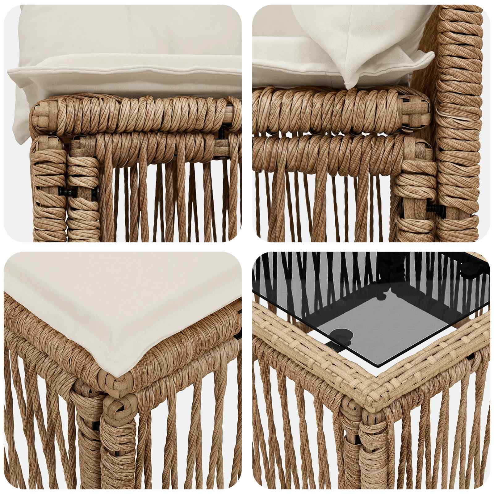 Ensemble de canapé de jardin 9 pcs Beige polyrotin - XIOS