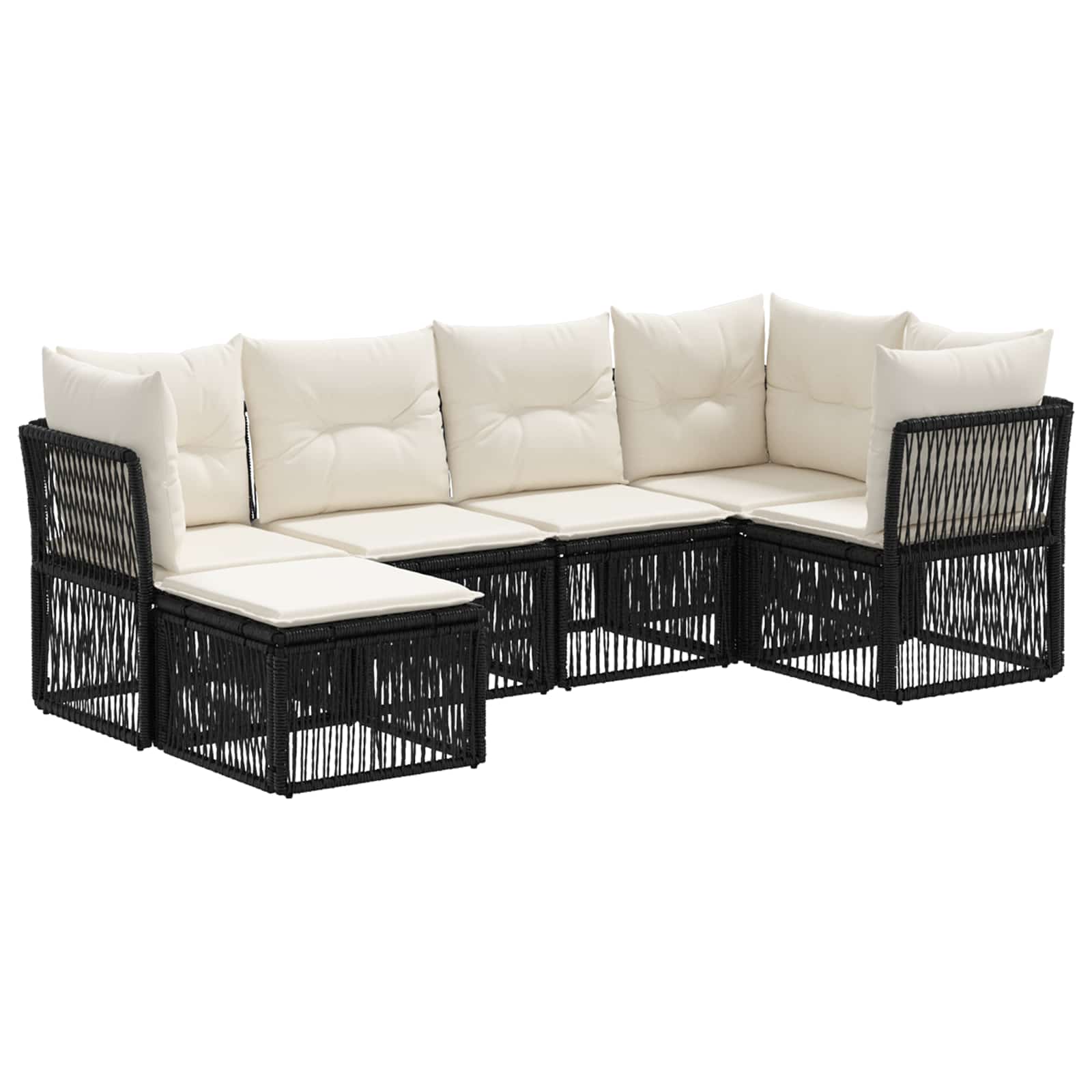 Ensemble de canapé de jardin 6 pcs Noir polyrotin - XIOS