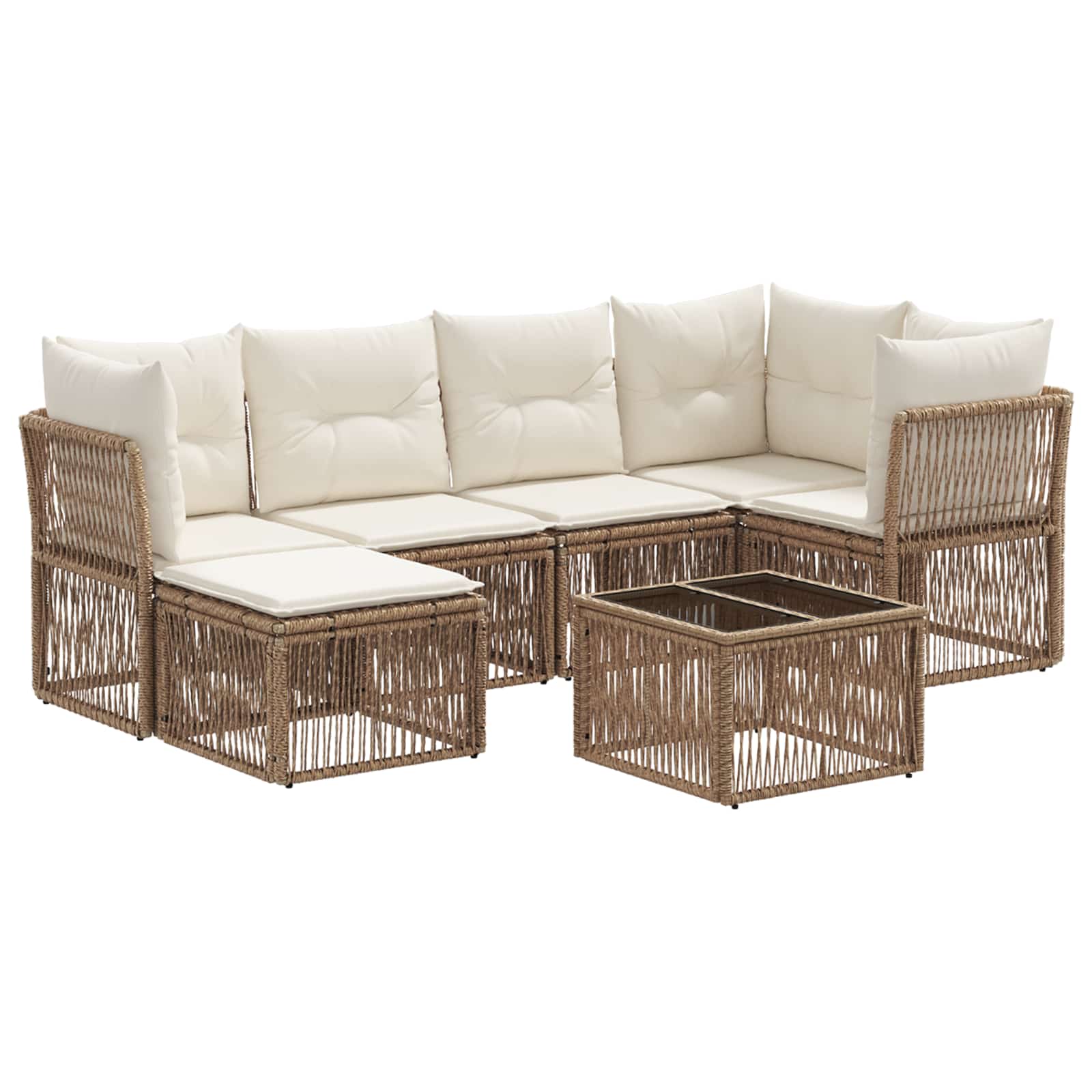 Ensemble de canapé de jardin 7 pcs Beige polyrotin - XIOS