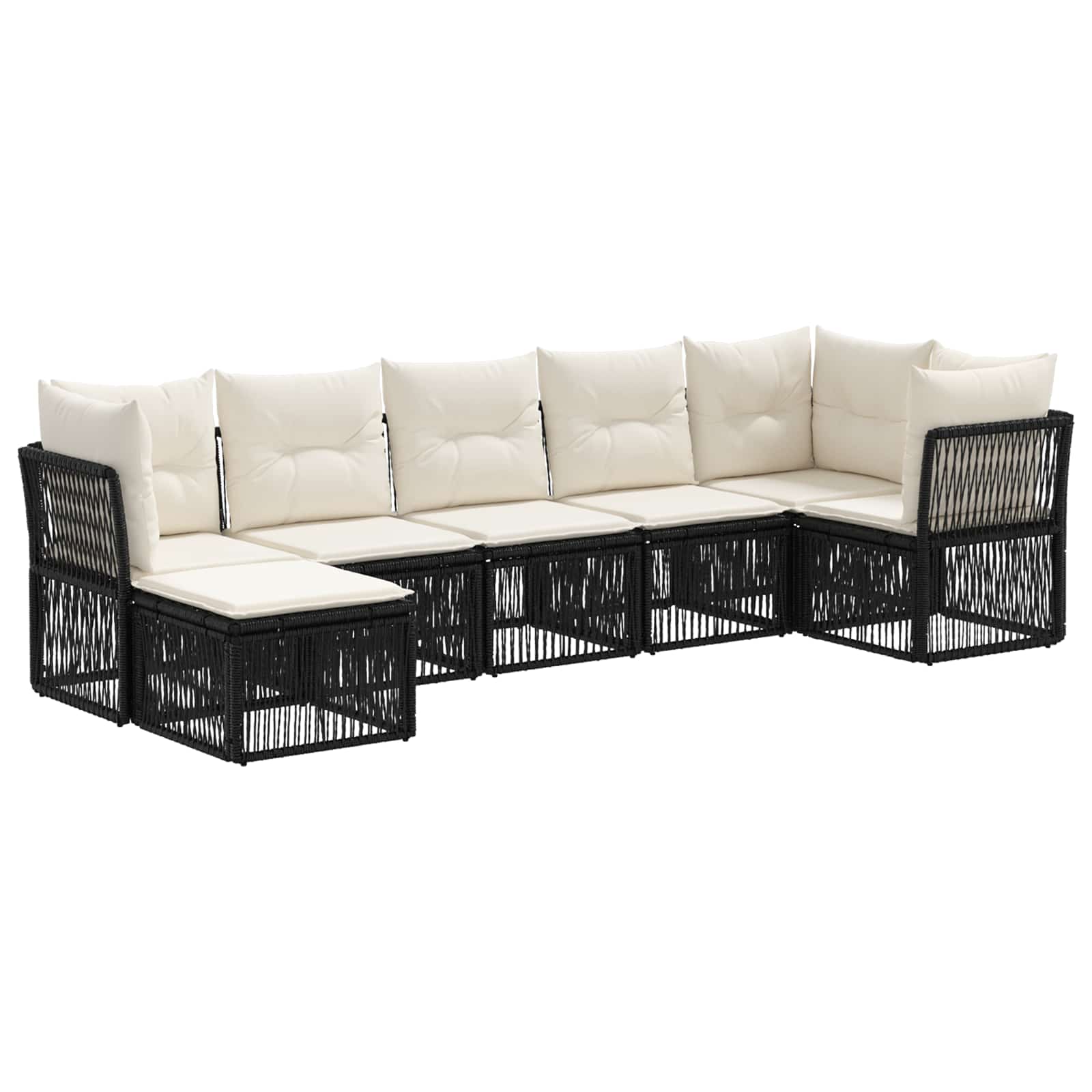Ensemble de canapé de jardin 7 pcs Noir polyrotin - XIOS