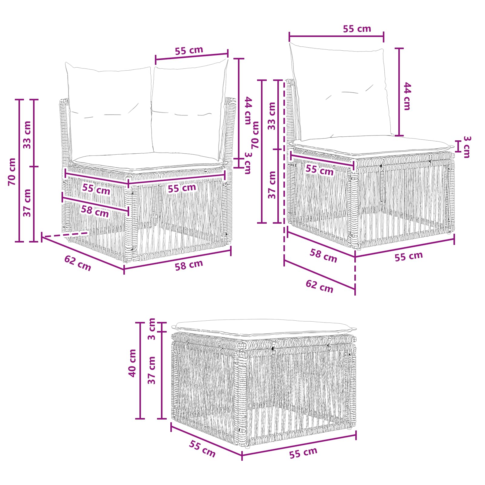 Ensemble de canapé de jardin 7 pcs Gris polyrotin - XIOS