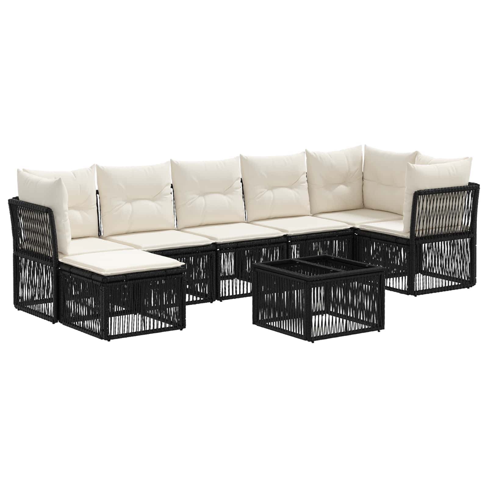 Ensemble de canapé de jardin 8 pcs Noir polyrotin - XIOS