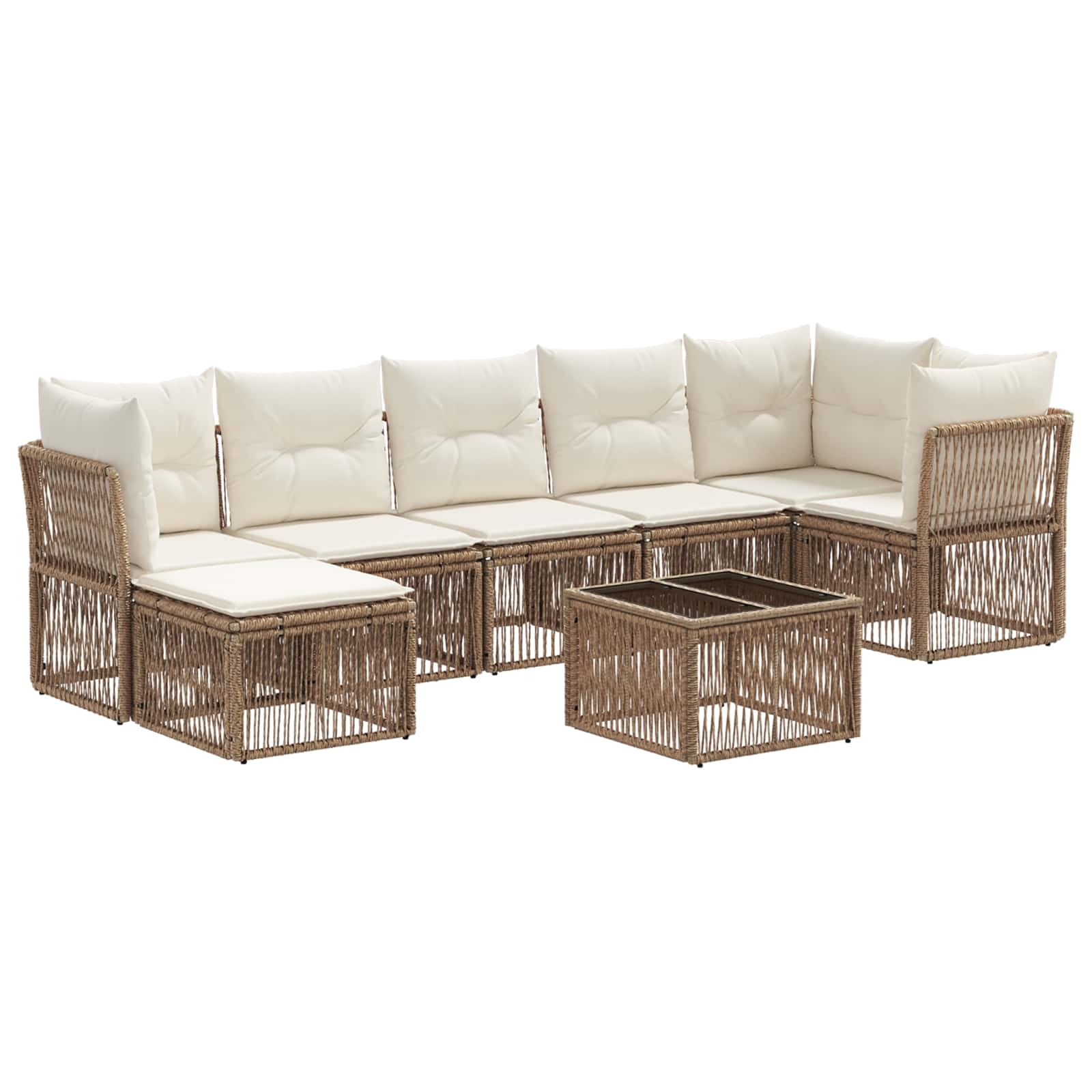 Ensemble de canapé de jardin 8 pcs Beige polyrotin - XIOS