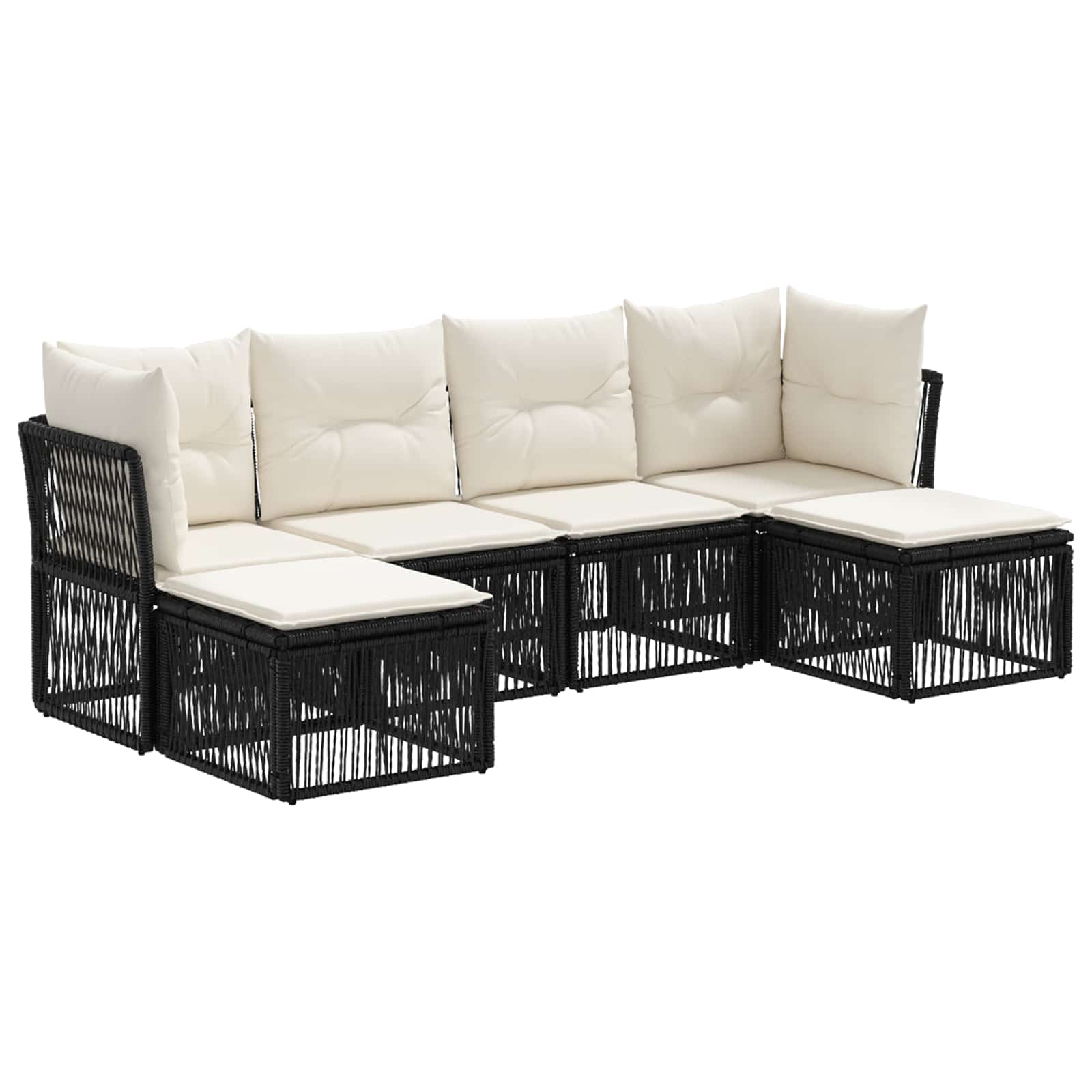 Ensemble de canapé de jardin 6 pcs Noir polyrotin - XIOS