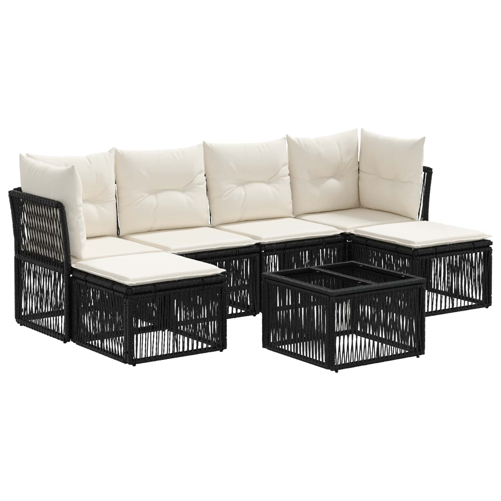 Ensemble de canapé de jardin 7 pcs Noir polyrotin - XIOS