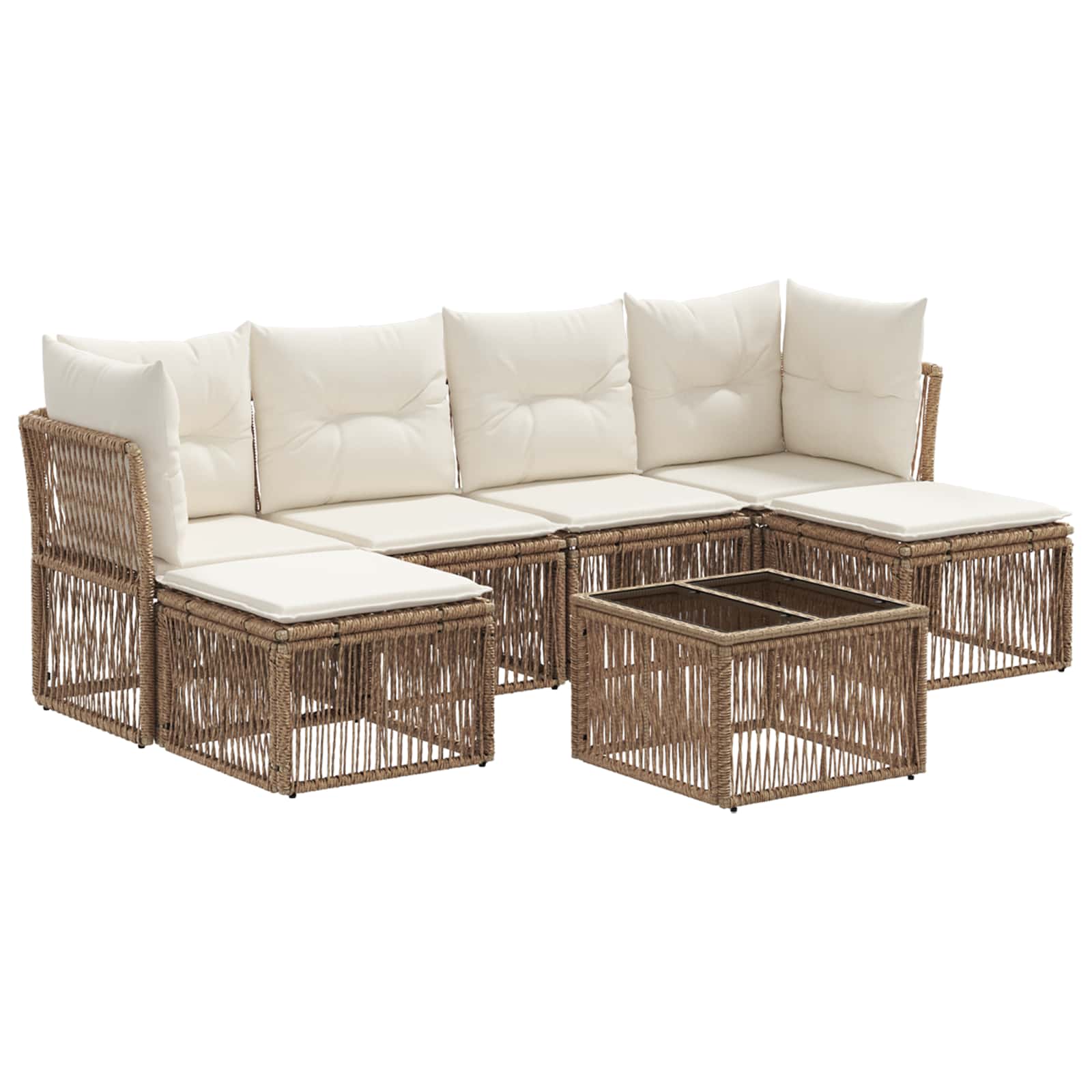 Ensemble de canapé de jardin 7 pcs Beige polyrotin - XIOS