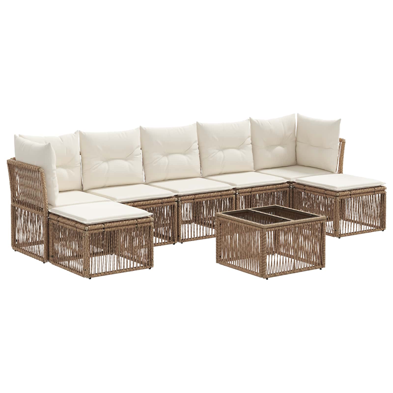 Ensemble de canapé de jardin 8 pcs Beige polyrotin - XIOS