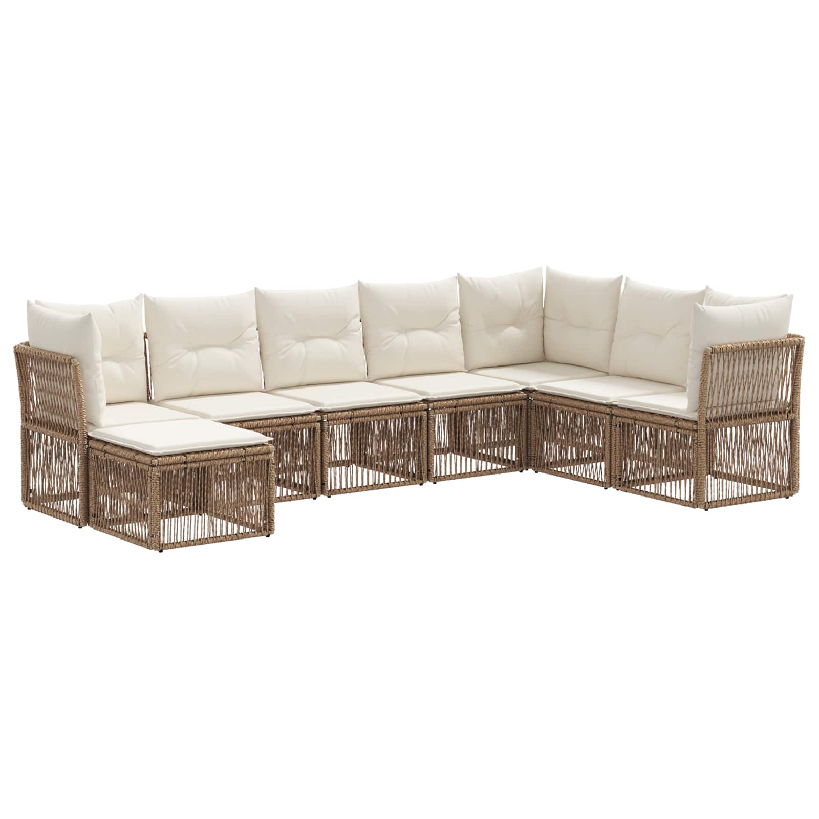 Ensemble de canapé de jardin 8 pcs Beige polyrotin - XIOS