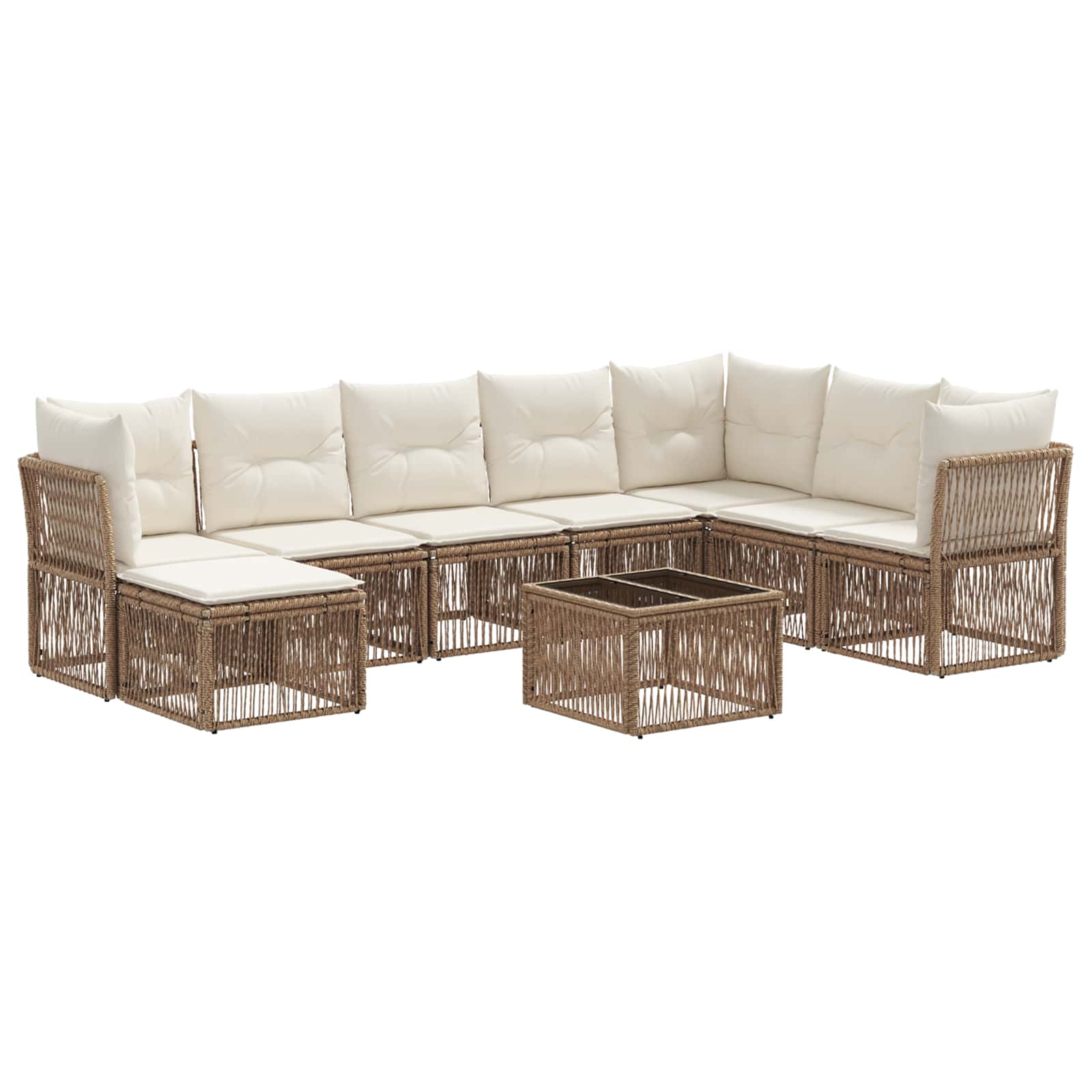 Ensemble de canapé de jardin 9 pcs Beige polyrotin - XIOS