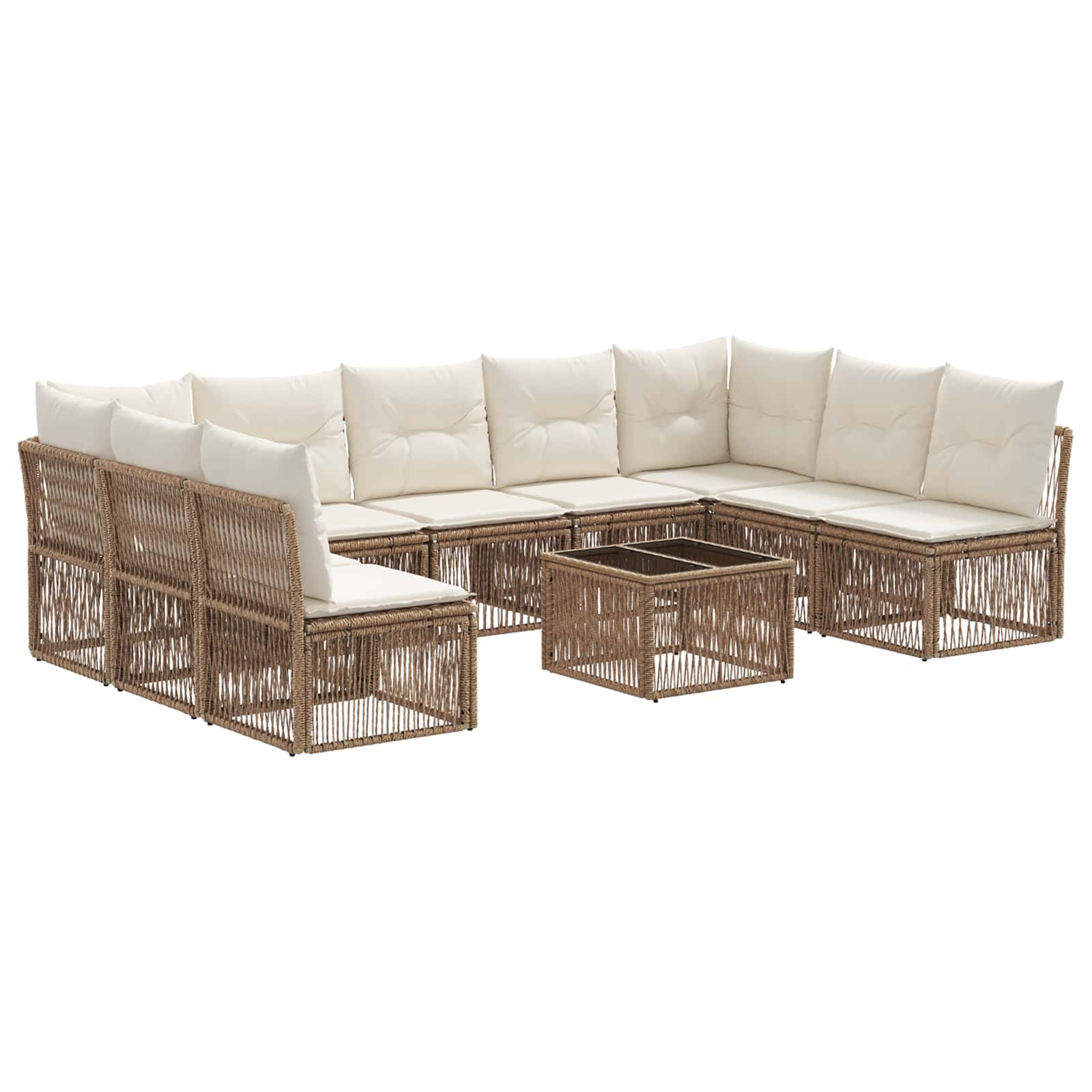 Ensemble de canapé de jardin 10 pcs Beige polyrotin - XIOS