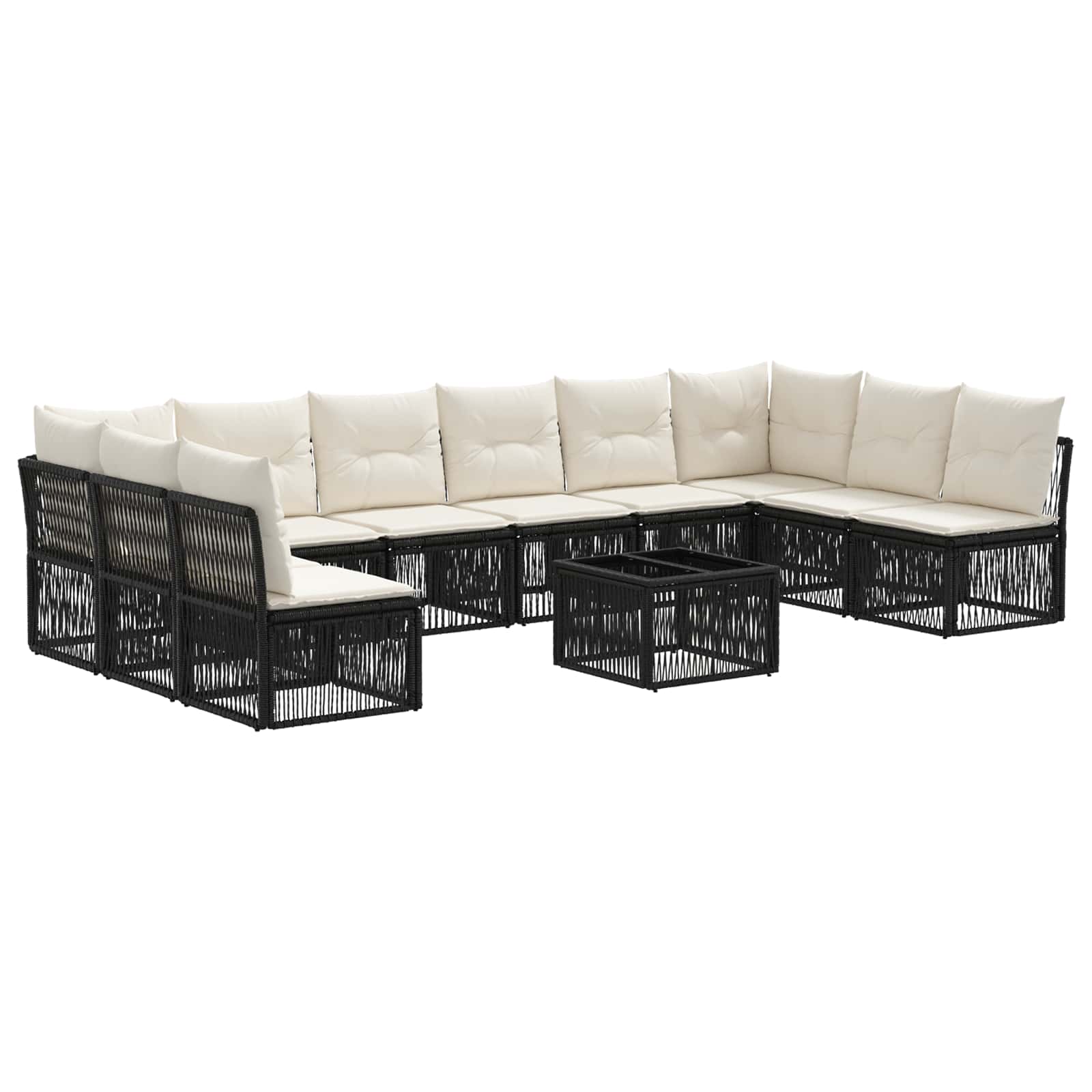 Ensemble de canapé de jardin 11 pcs Noir polyrotin - XIOS