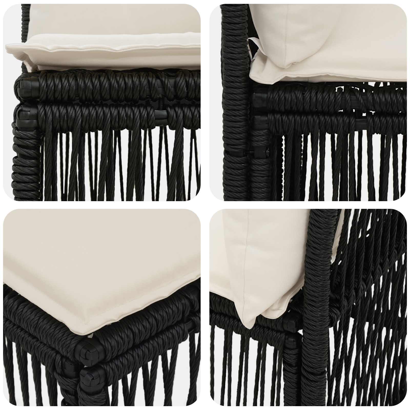 Ensemble de canapé de jardin 9 pcs Noir polyrotin - XIOS