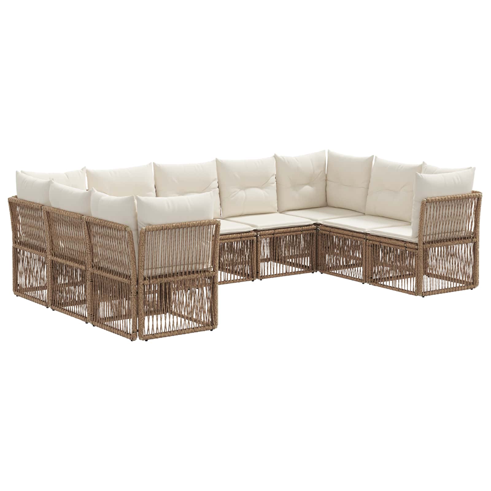 Ensemble de canapé de jardin 9 pcs Beige polyrotin - XIOS