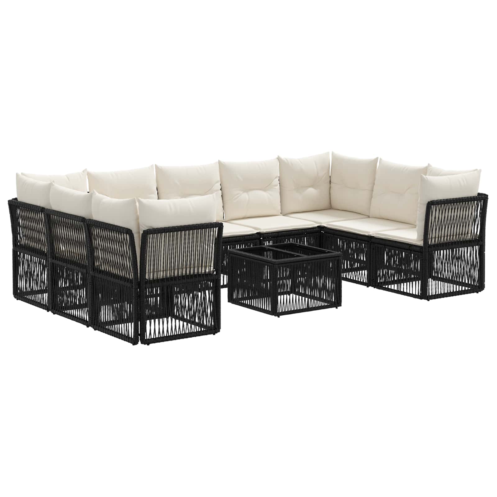 Ensemble de canapé de jardin 10 pcs Noir polyrotin - XIOS