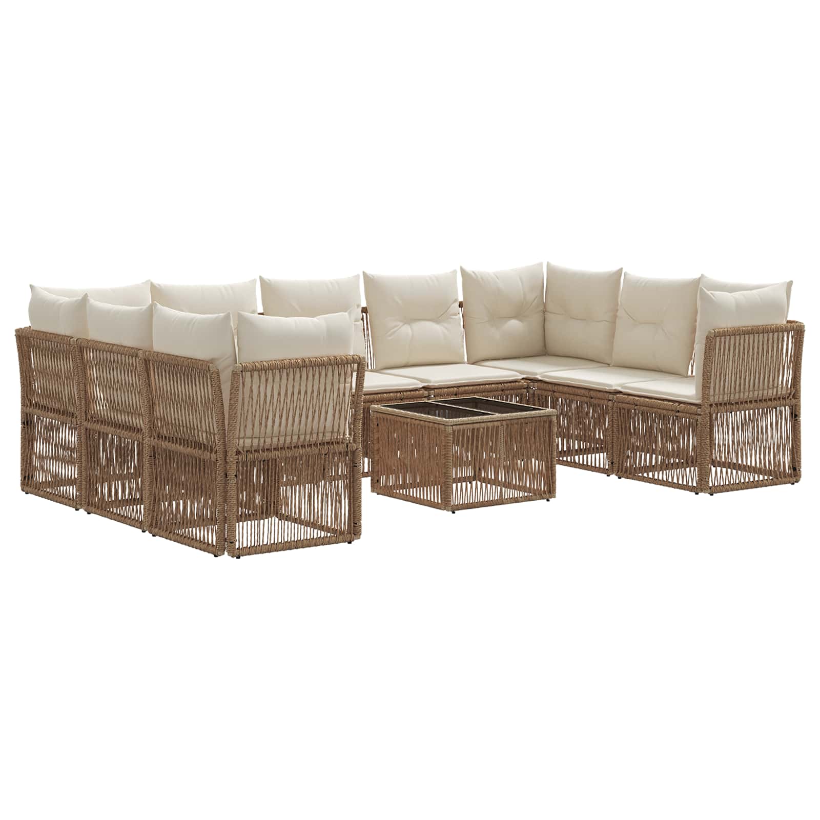 Ensemble de canapé de jardin 10 pcs Beige polyrotin - XIOS