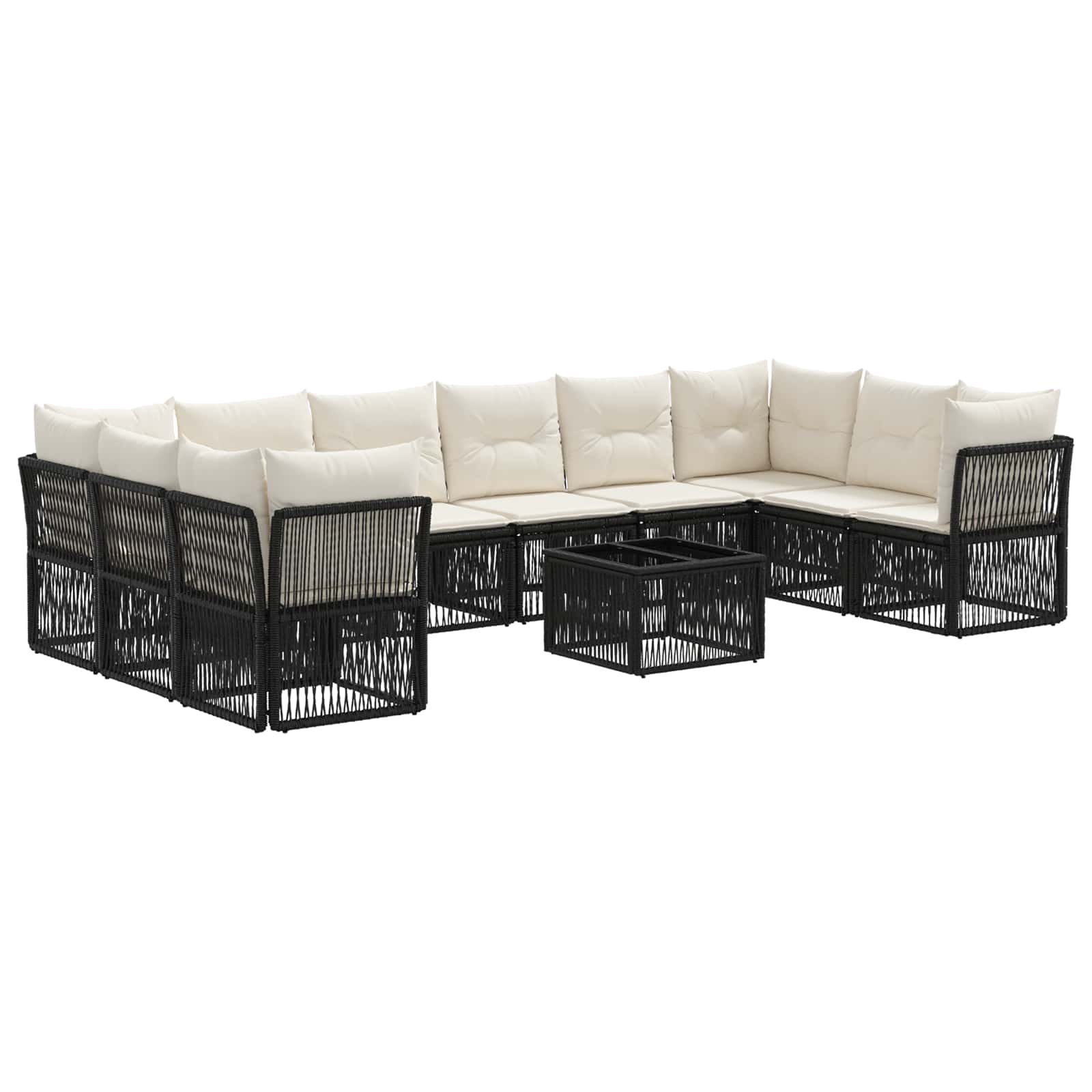 Ensemble de canapé de jardin 11 pcs Noir polyrotin - XIOS