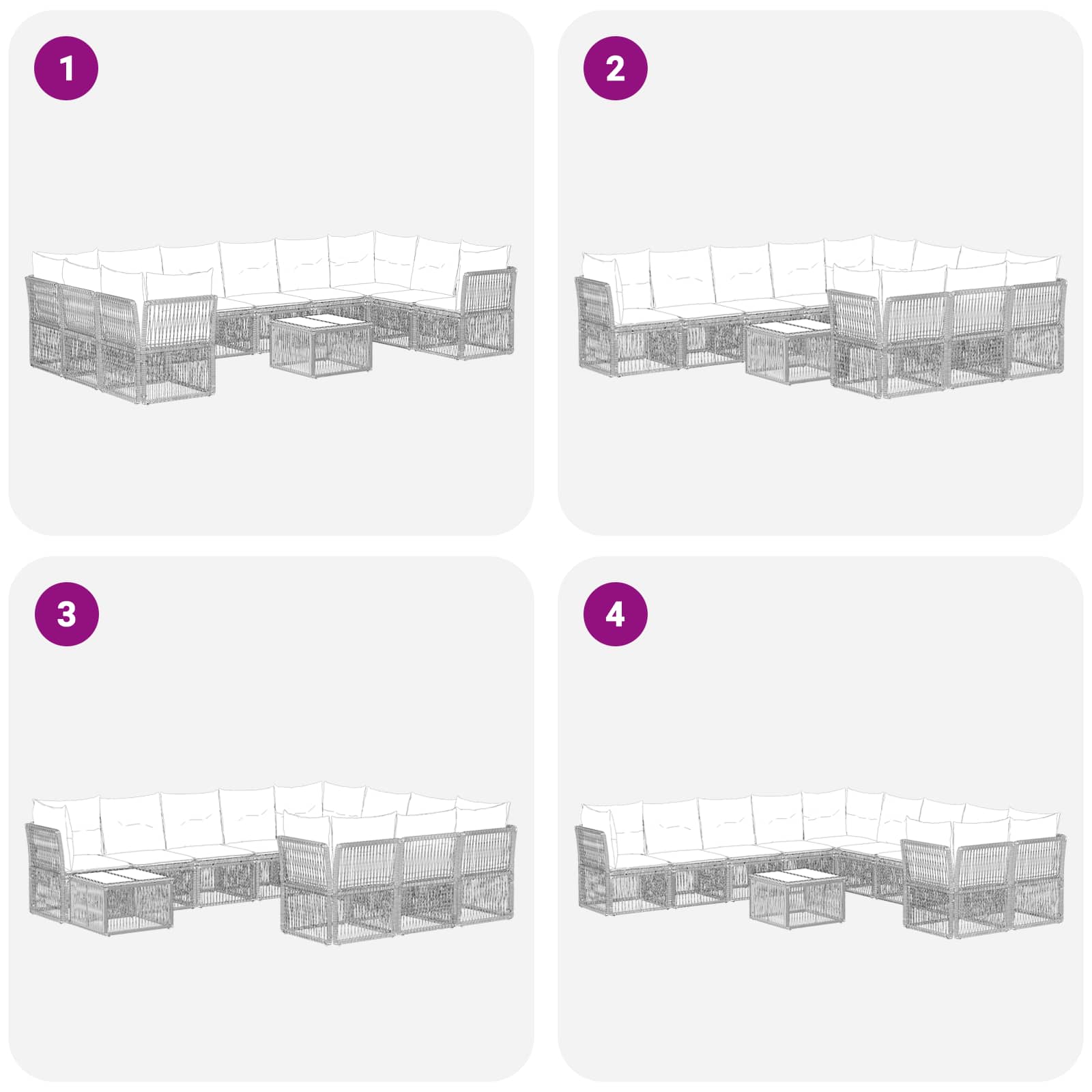Ensemble de canapé de jardin 11 pcs Noir polyrotin - XIOS