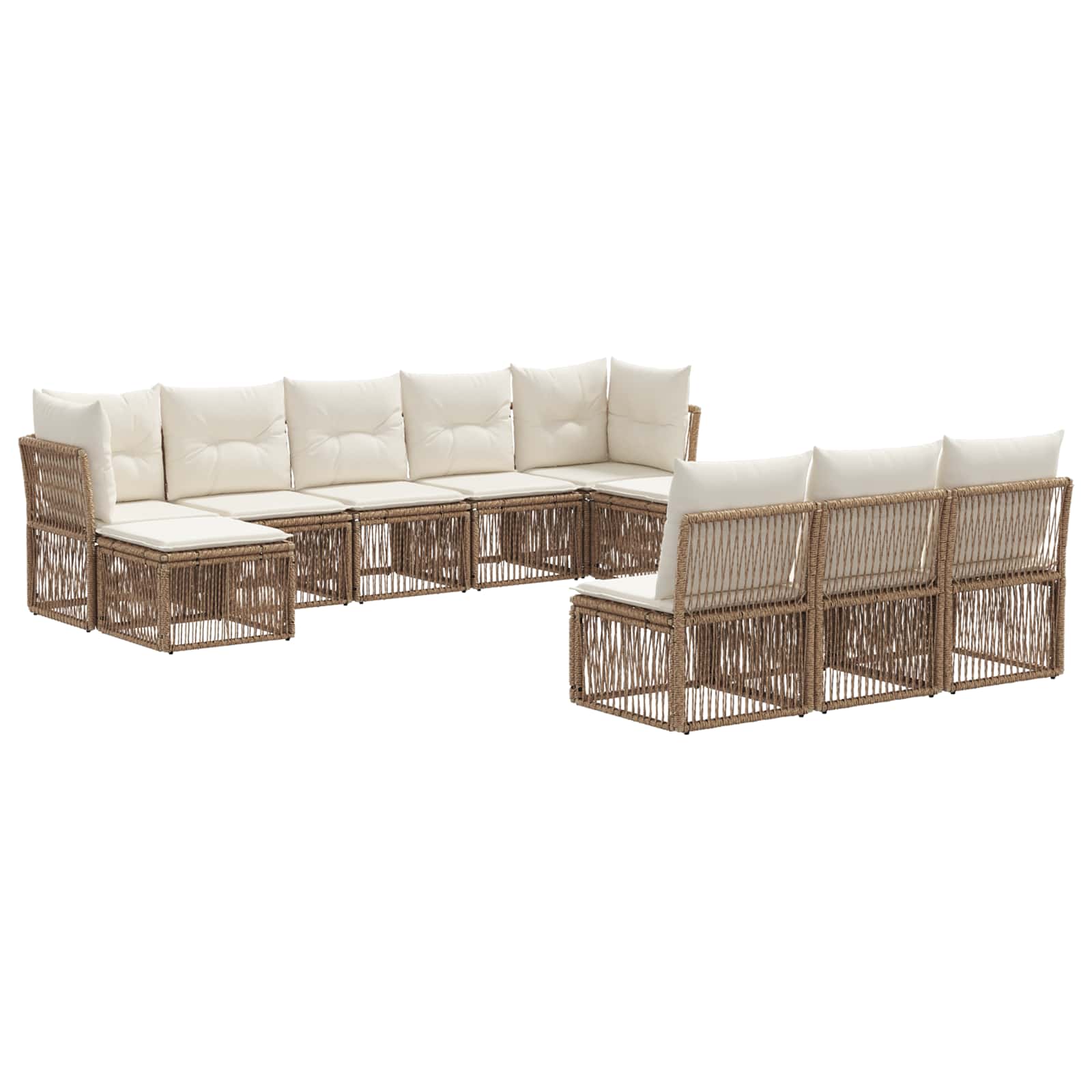 Ensemble de canapé de jardin 10 pcs Beige polyrotin - XIOS