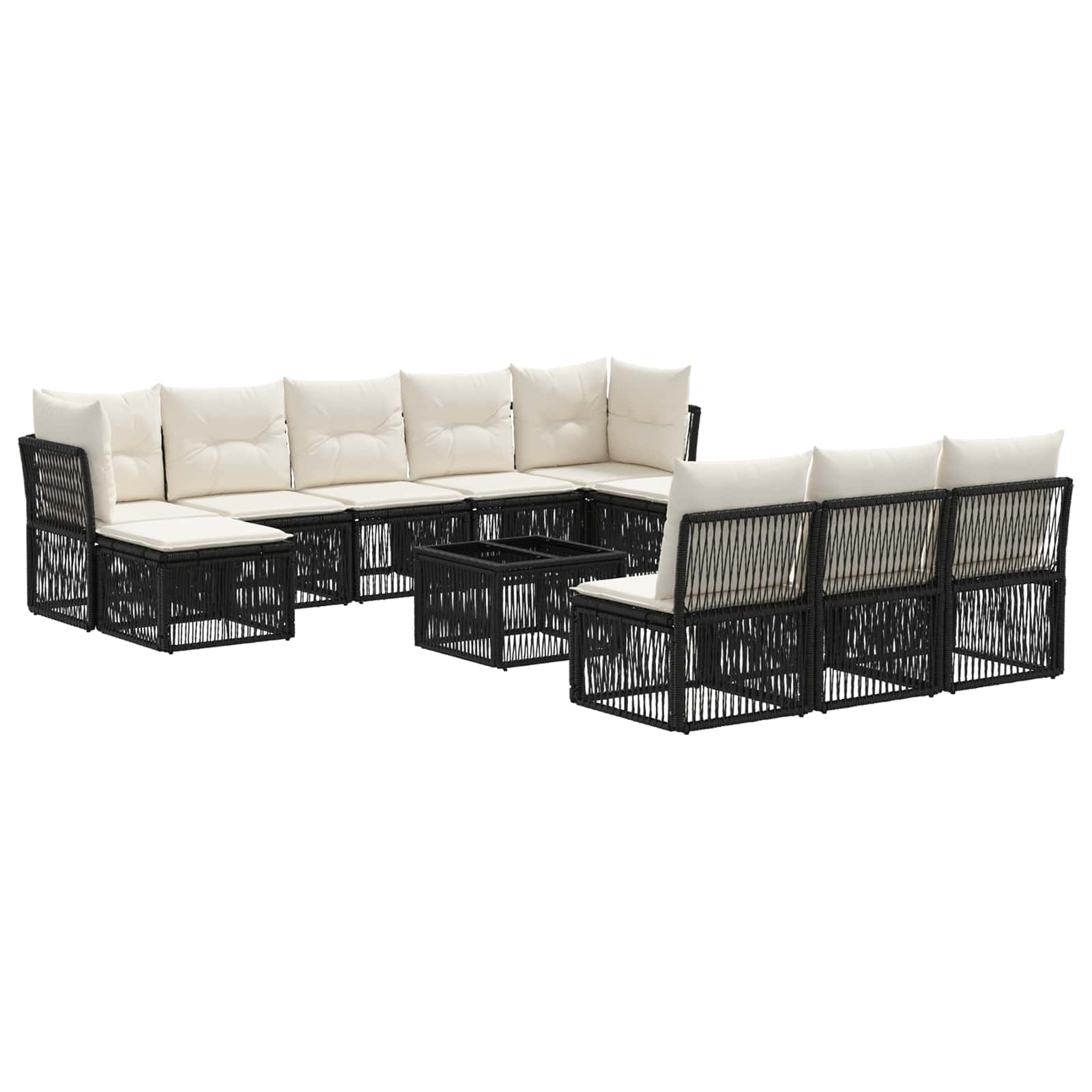 Ensemble de canapé de jardin 11 pcs Noir polyrotin - XIOS