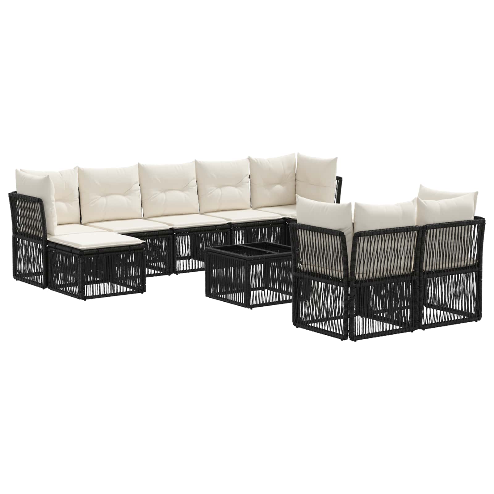 Ensemble de canapé de jardin 10 pcs Noir polyrotin - XIOS