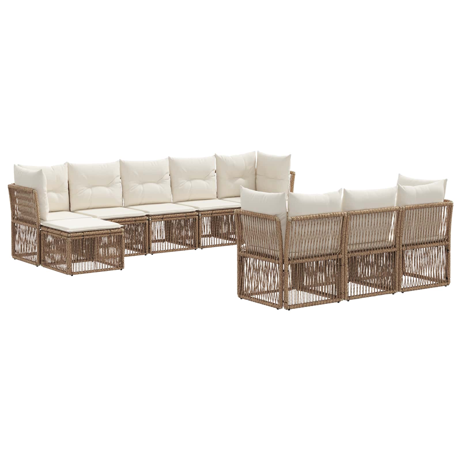 Ensemble de canapé de jardin 10 pcs Beige polyrotin - XIOS