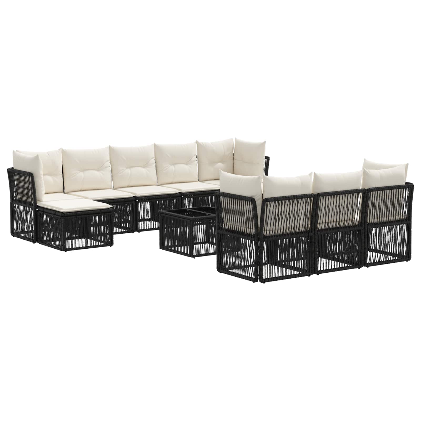 Ensemble de canapé de jardin 11 pcs Noir polyrotin - XIOS