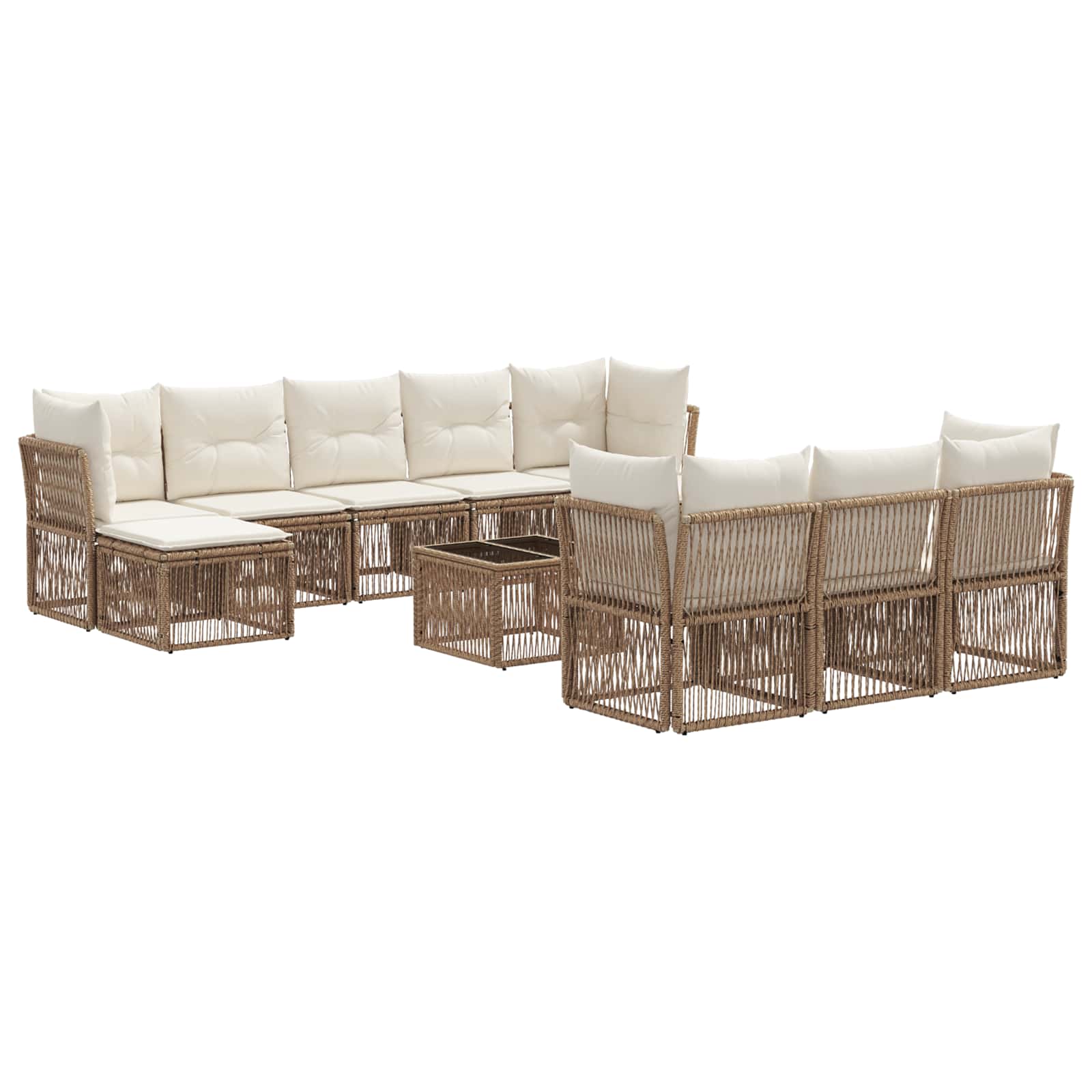 Ensemble de canapé de jardin 11 pcs Beige polyrotin - XIOS