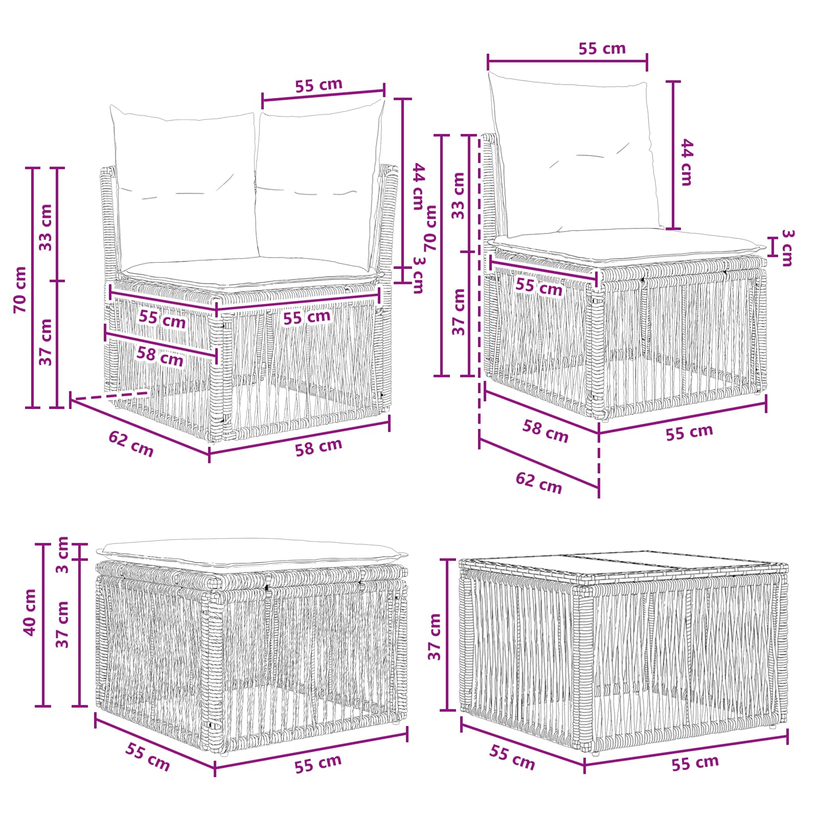 Ensemble de canapé de jardin 11 pcs Beige polyrotin - XIOS