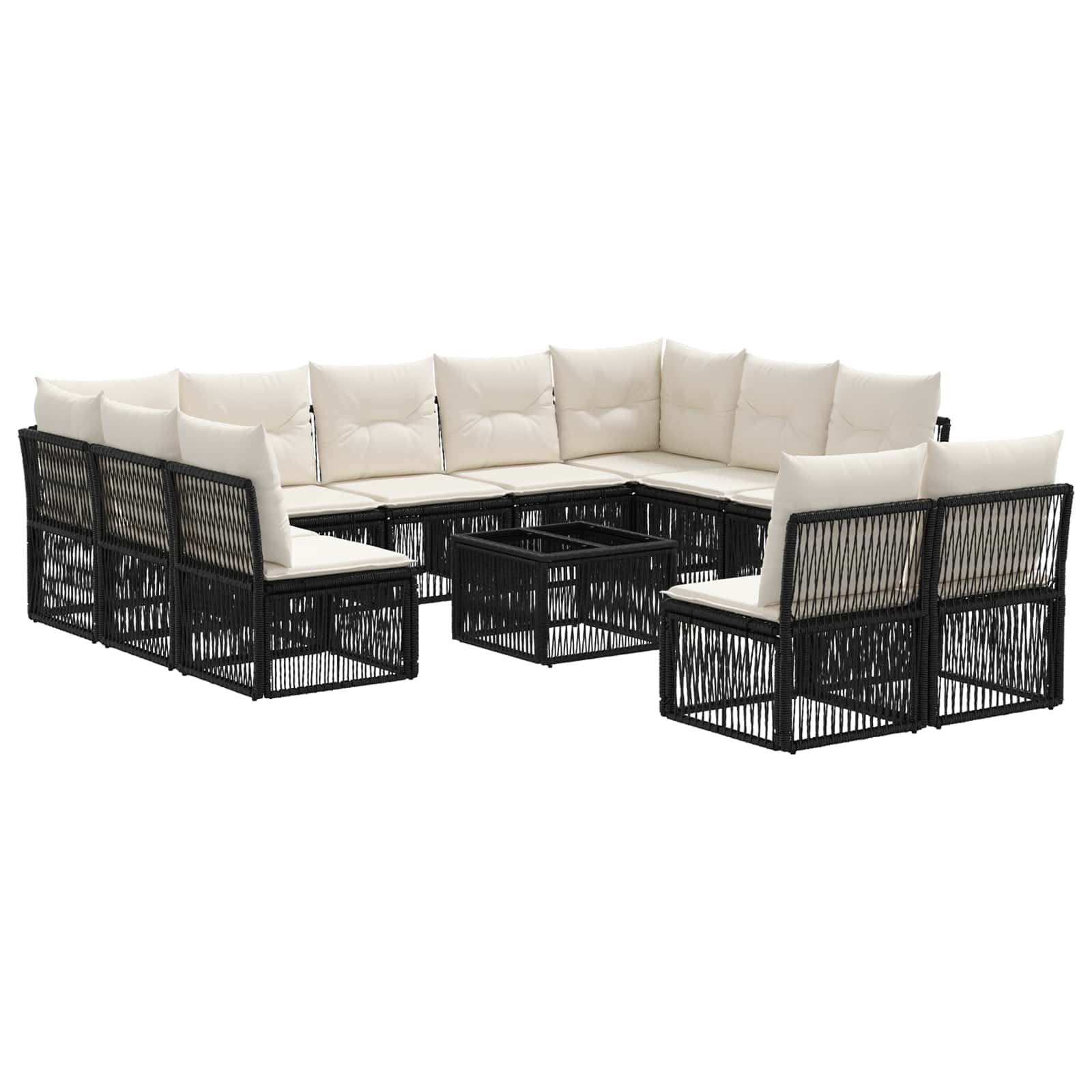 Ensemble de canapé de jardin 12 pcs Noir polyrotin - XIOS