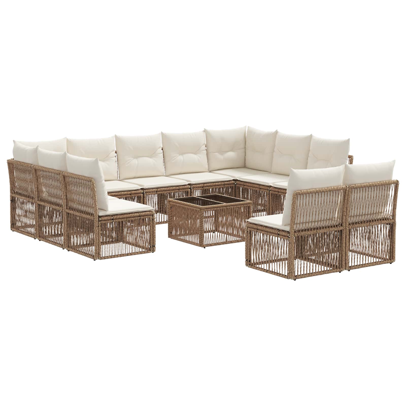 Ensemble de canapé de jardin 12 pcs Beige polyrotin - XIOS