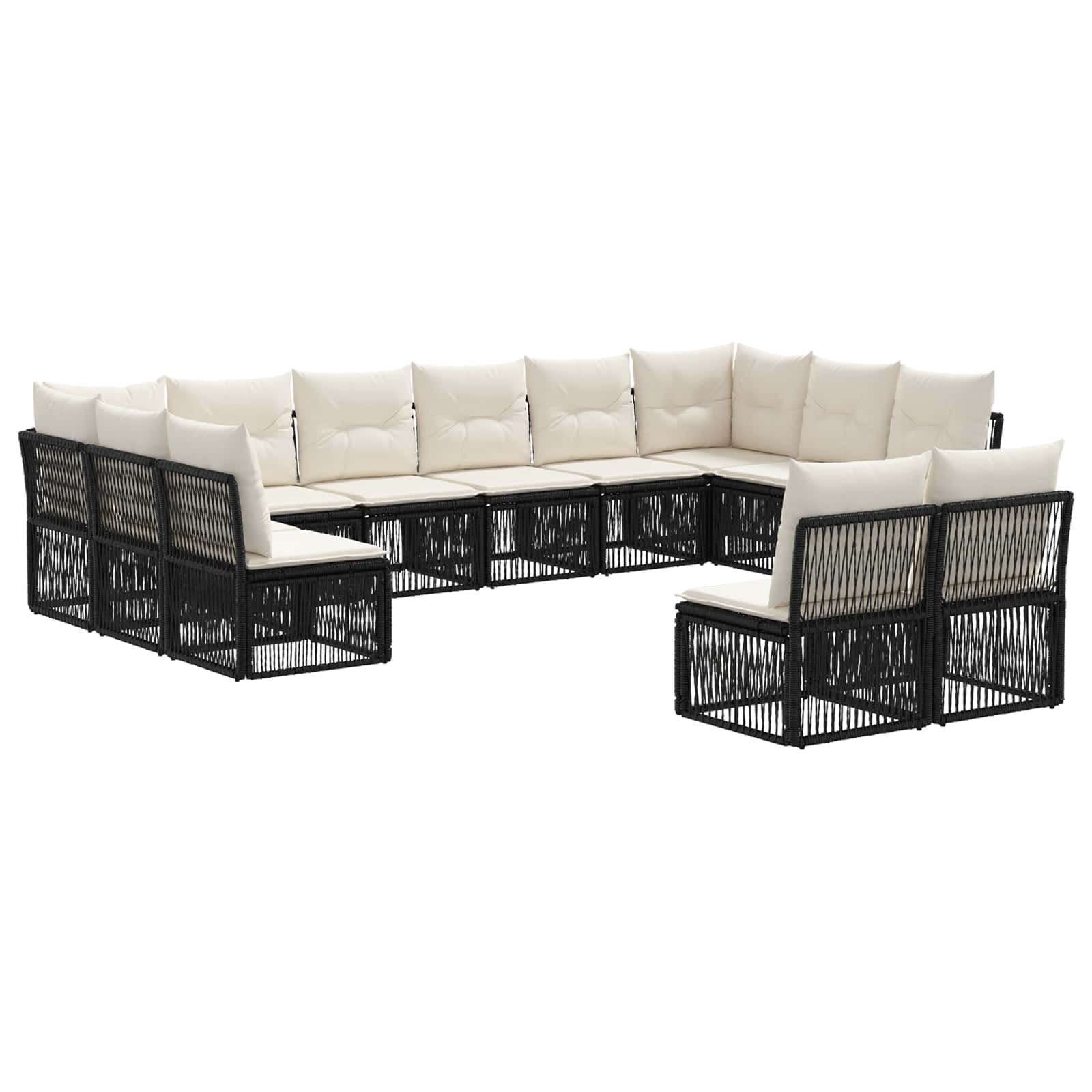 Ensemble de canapé de jardin 12 pcs Noir polyrotin - XIOS
