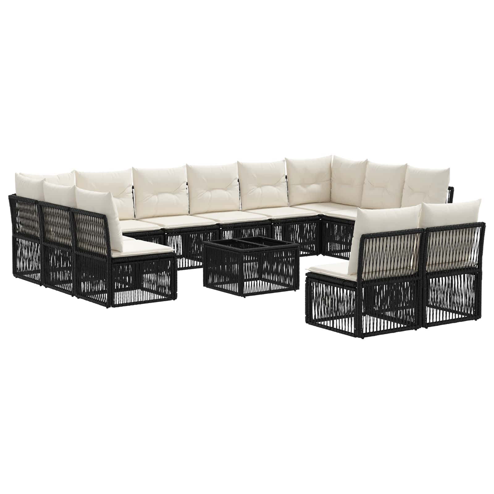 Ensemble de canapé de jardin 13 pcs Noir polyrotin - XIOS