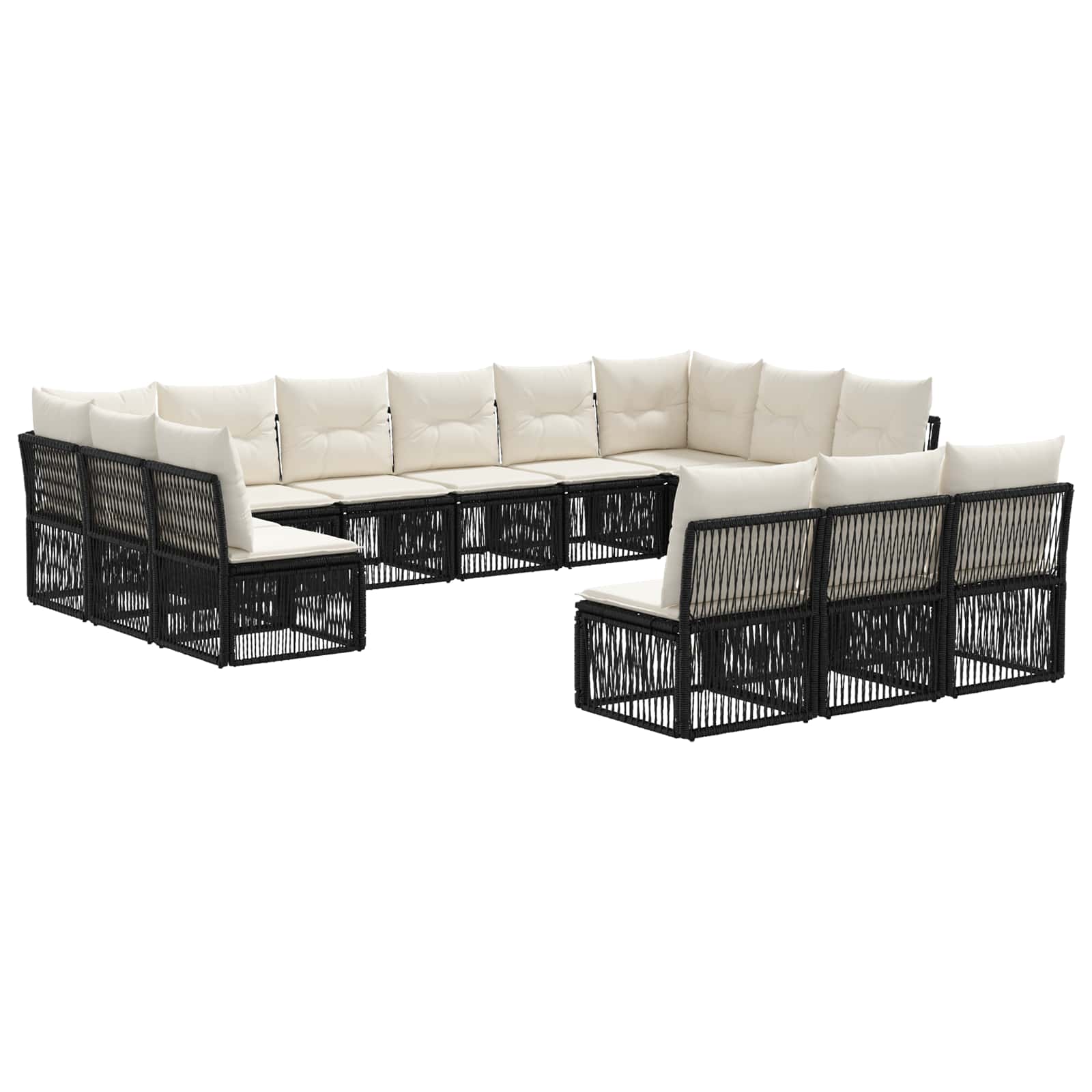 Ensemble de canapé de jardin 13 pcs Noir polyrotin - XIOS