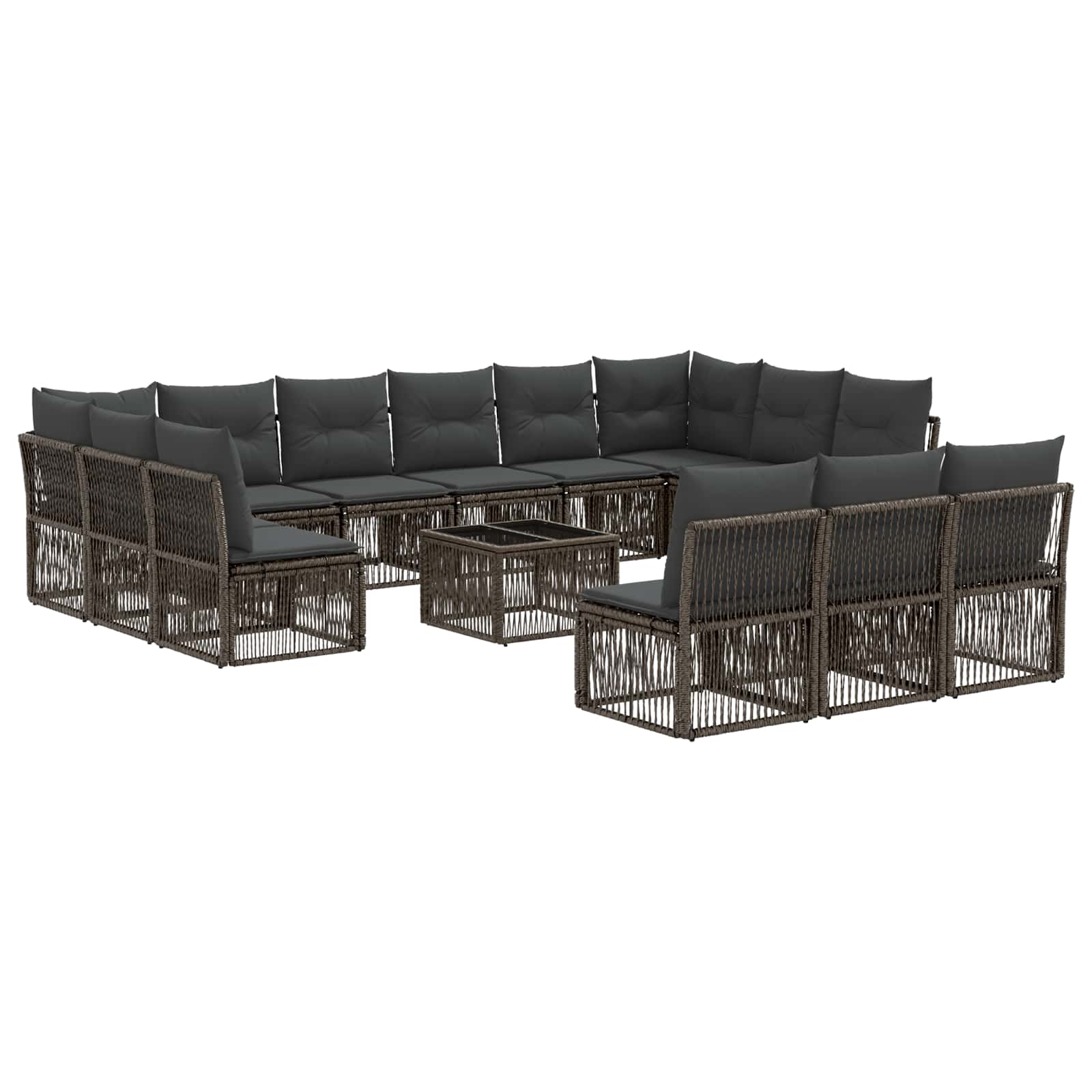 Ensemble de canapé de jardin 14 pcs Gris polyrotin - XIOS