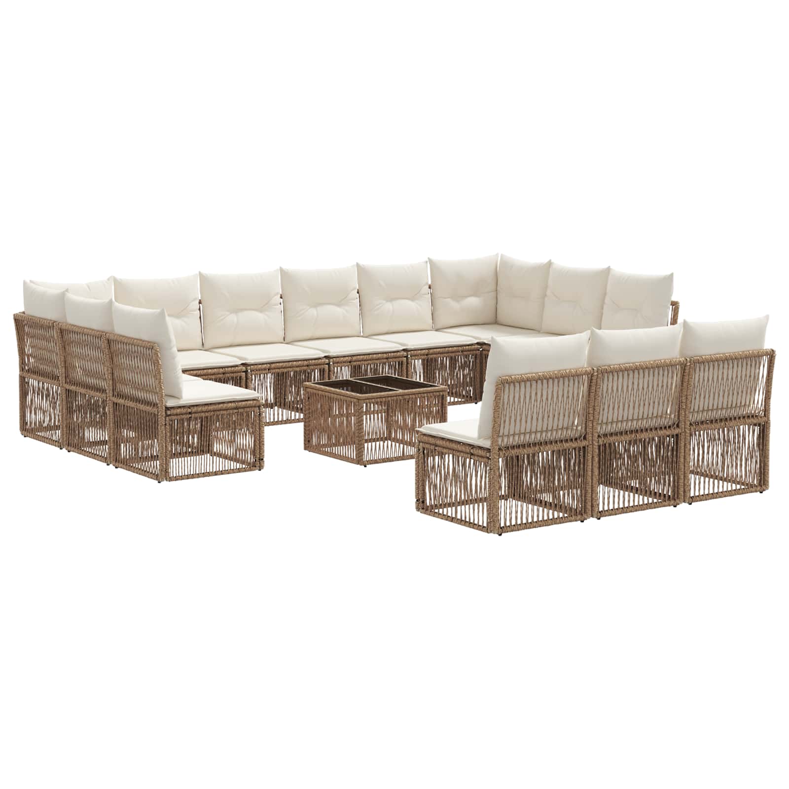 Ensemble de canapé de jardin 14 pcs Beige polyrotin - XIOS