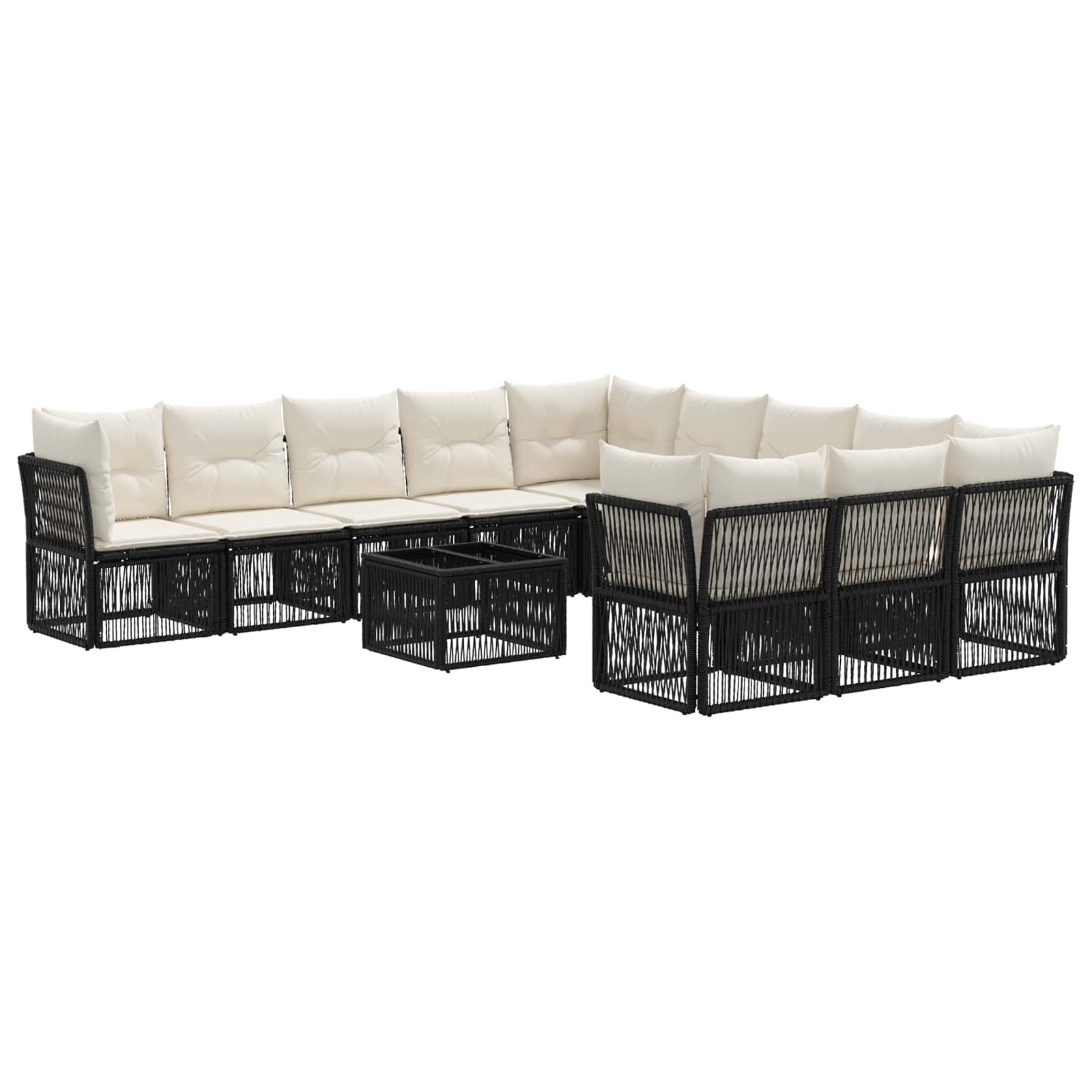 Ensemble de canapé de jardin 12 pcs Noir polyrotin - XIOS