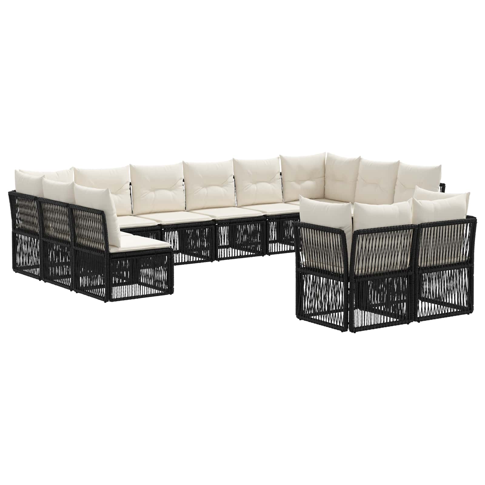 Ensemble de canapé de jardin 12 pcs Noir polyrotin - XIOS