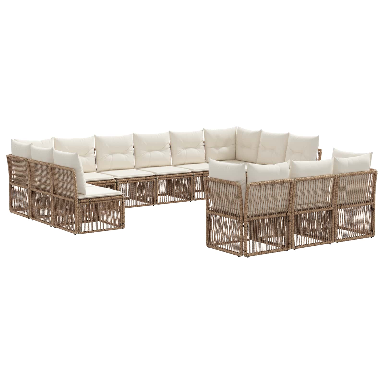Ensemble de canapé de jardin 13 pcs Beige polyrotin - XIOS