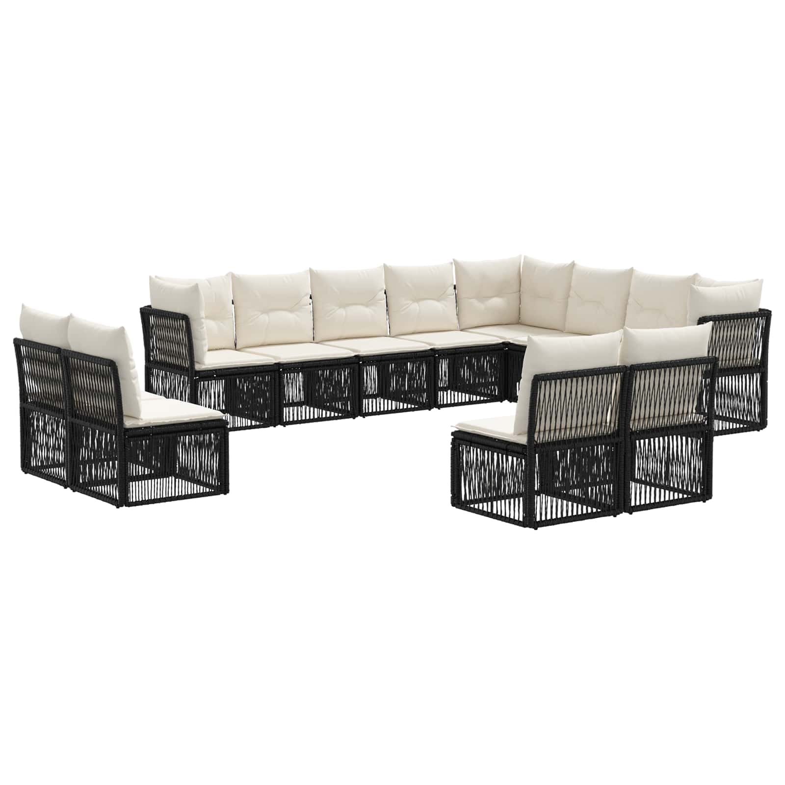 Ensemble de canapé de jardin 12 pcs Noir polyrotin - XIOS